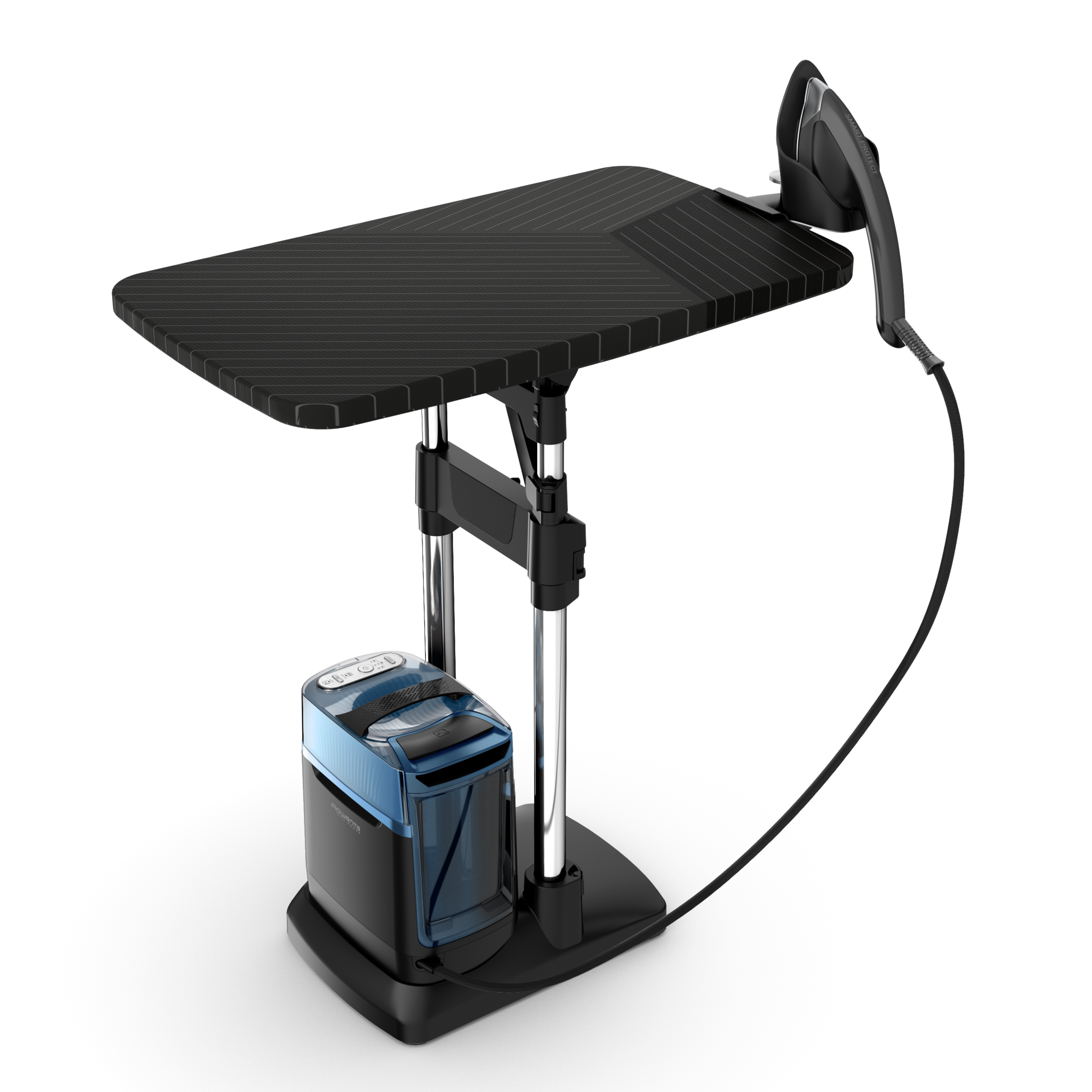 Ixeo Power, Stiratore Verticale All-In-One, Igienizzante, Black & Blue Blu