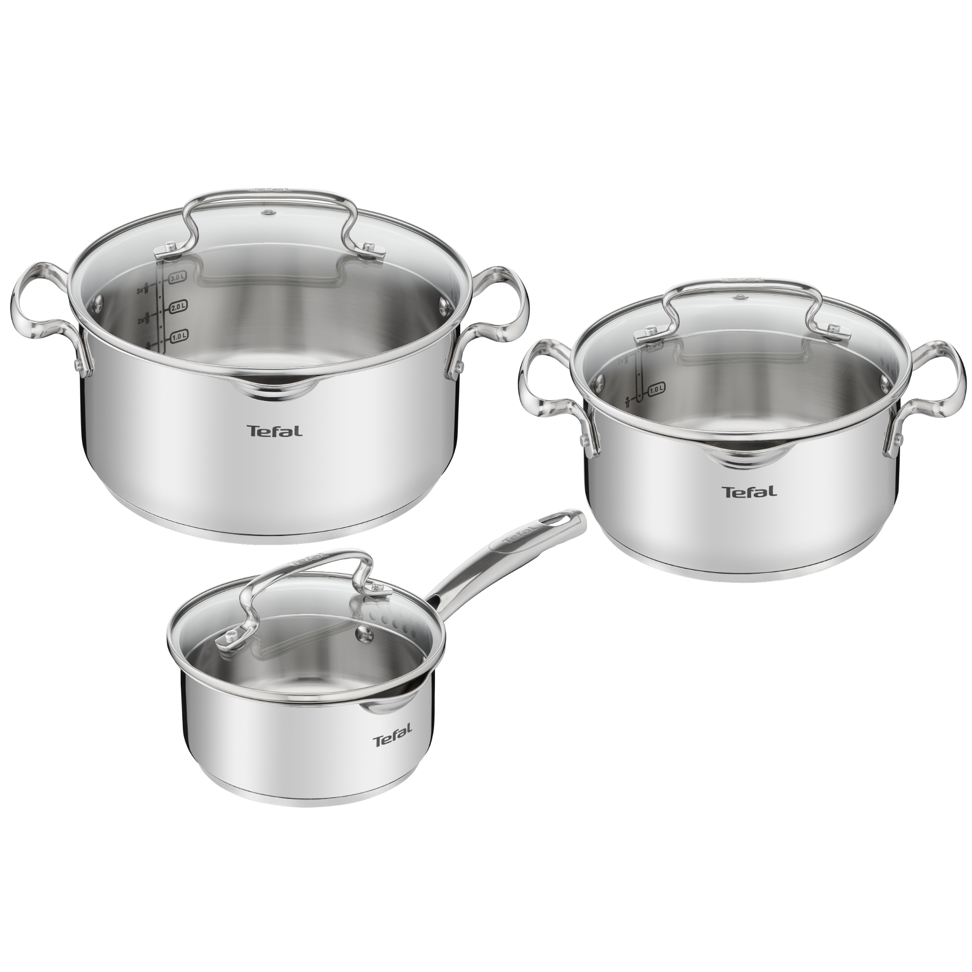 Zestaw garnków, Tefal Duetto+, 6 elementów, stal nierdzewna, pokrywki