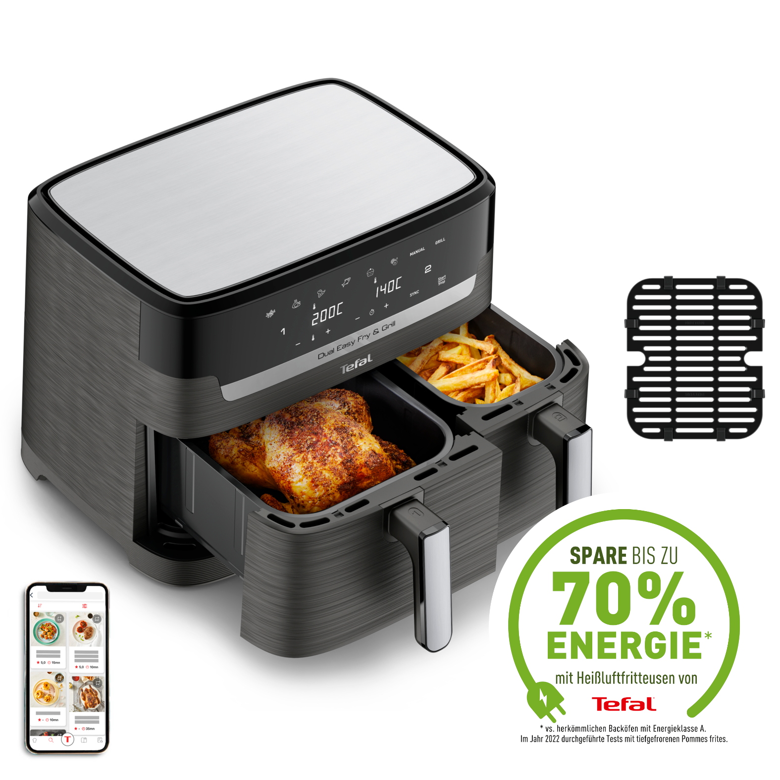 Dual easy fry grill 8 3 l hei luftfritteuse ey905b