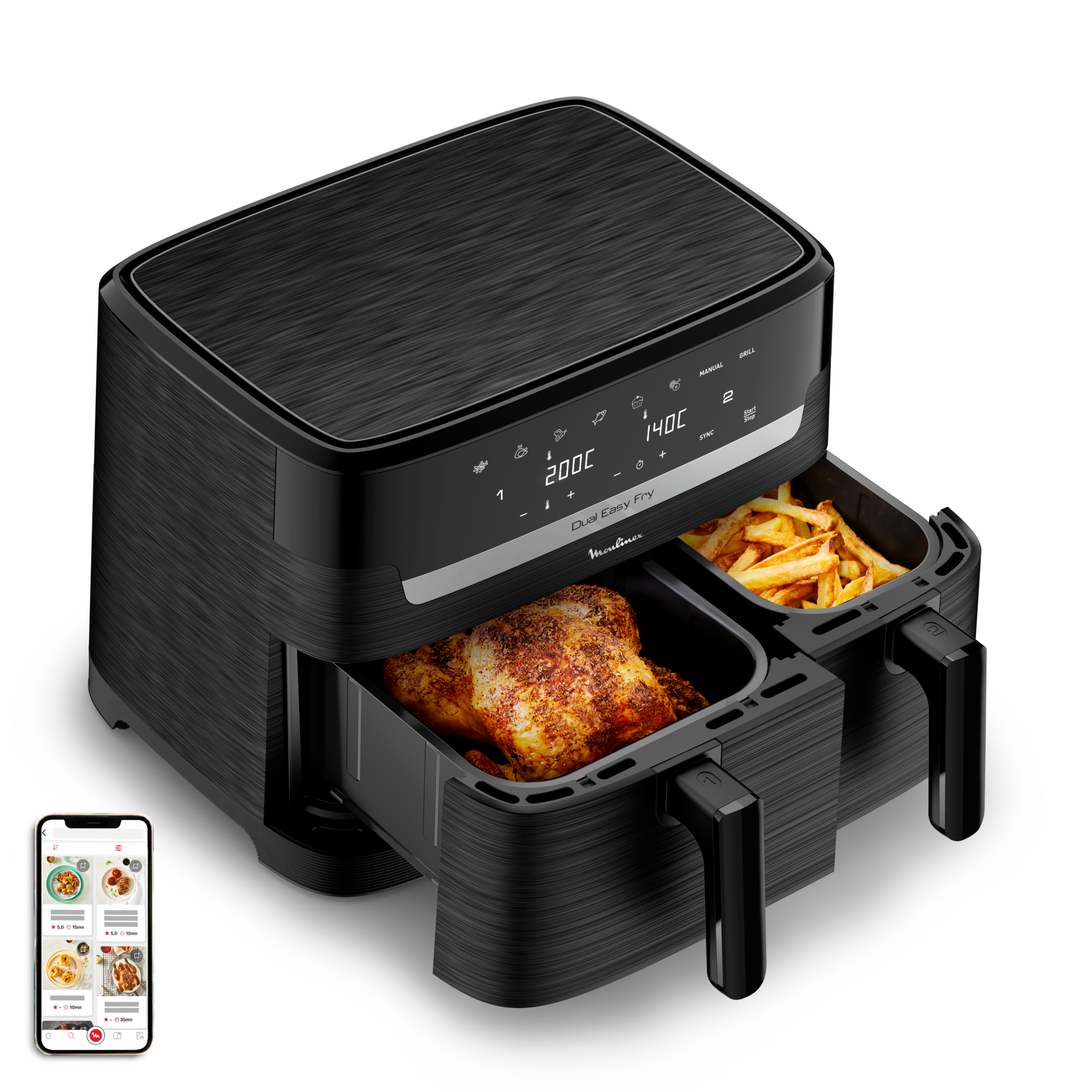 Dual Easy Fry, Air Fryer, 8.3 L, deux tiroirs
