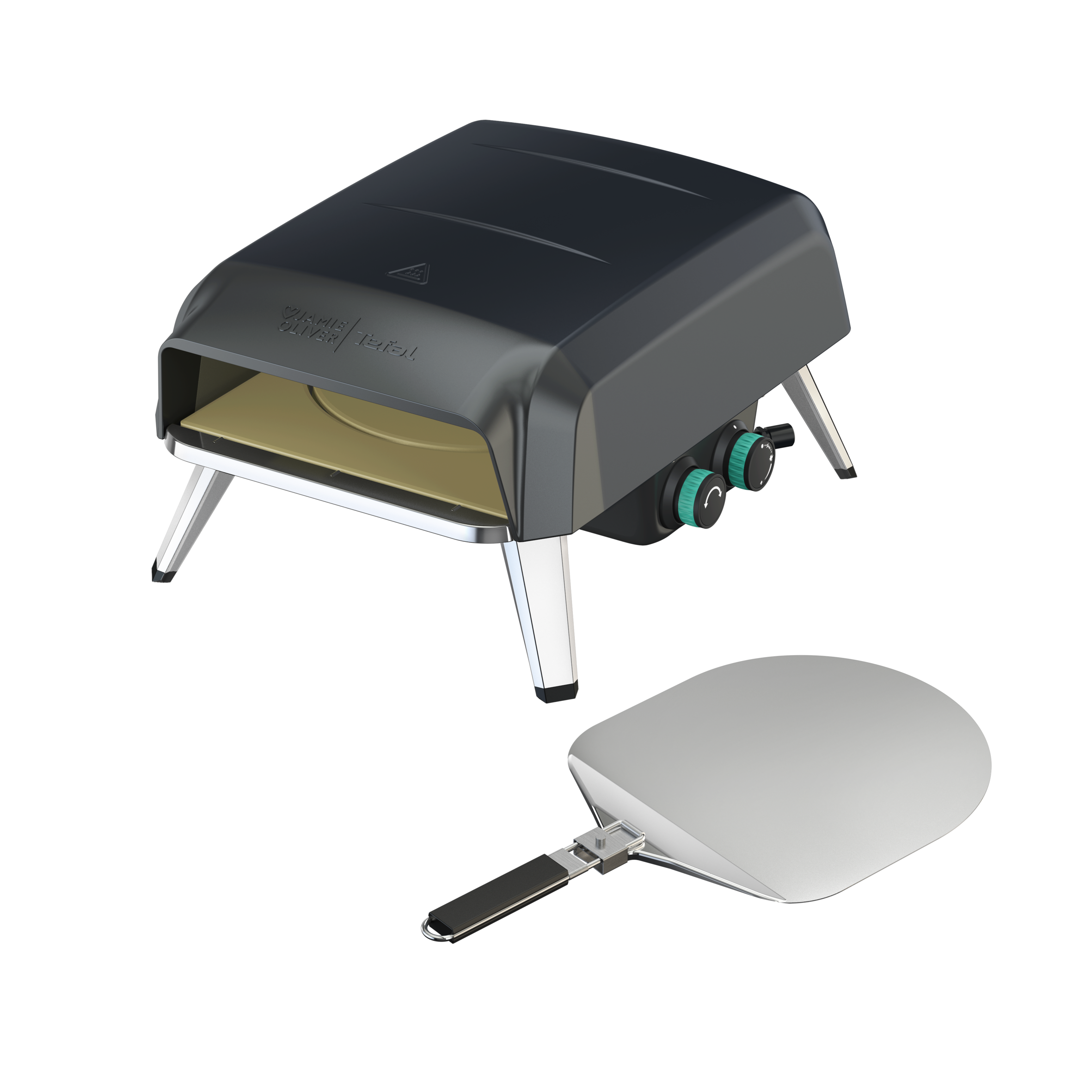 Jamie Oliver by Tefal Pizzaofen für Zuhause, Gas-Pizzaofen, 360° drehbarer Pizzastein