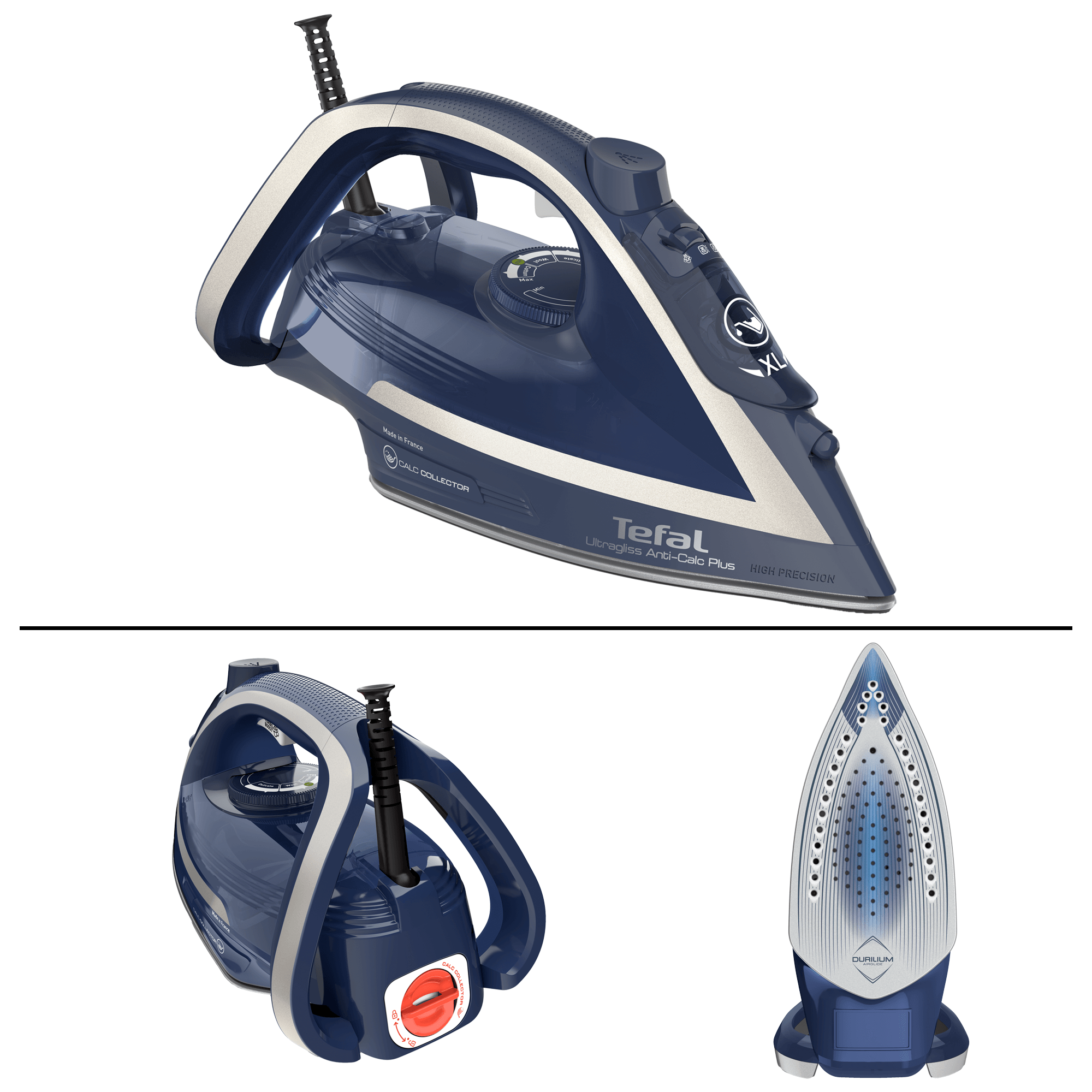 Tefal Ultragliss Plus, żelazko parowe, 2800 W, prasowanie w pionie, szufladka na kamień