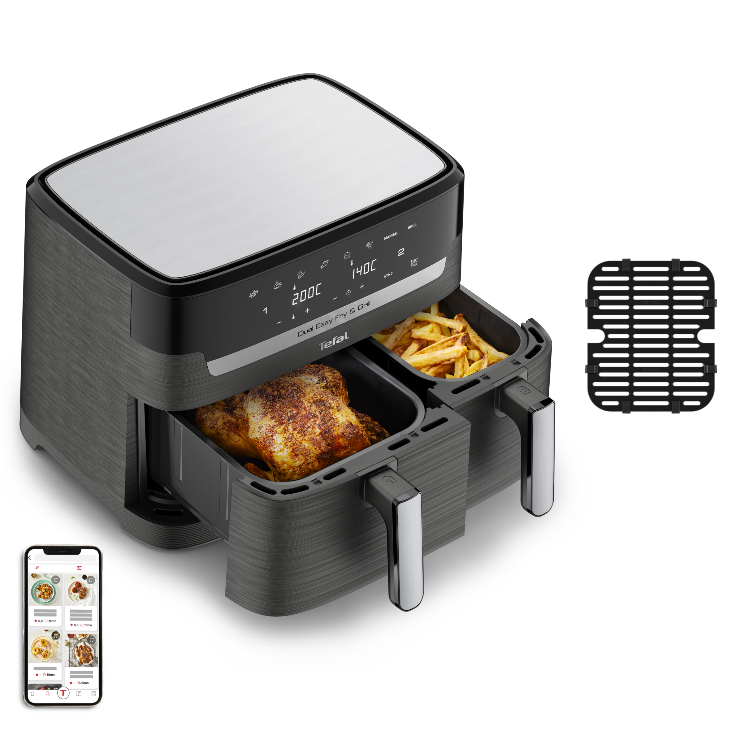 Dual Easy Fry & Grill, Air fryer double tiroir, 8.3L, Jusqu'à 8 personnes