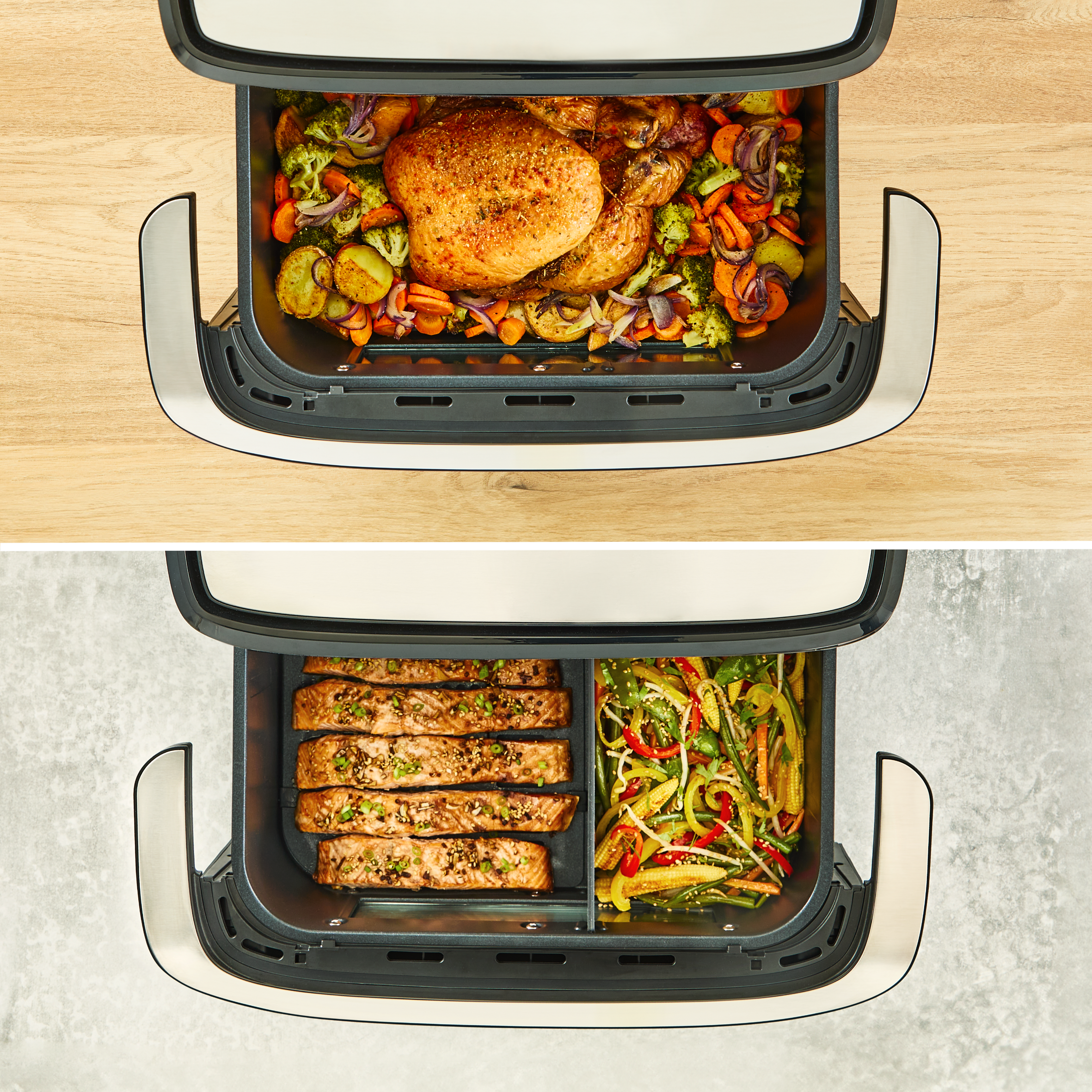 Tefal Dual Easy Fry Flex EY9228E0 – Friggitrice Ad Aria 9L – 2 Zone Indipendenti – FlexCook – 7 Modalità – Nero