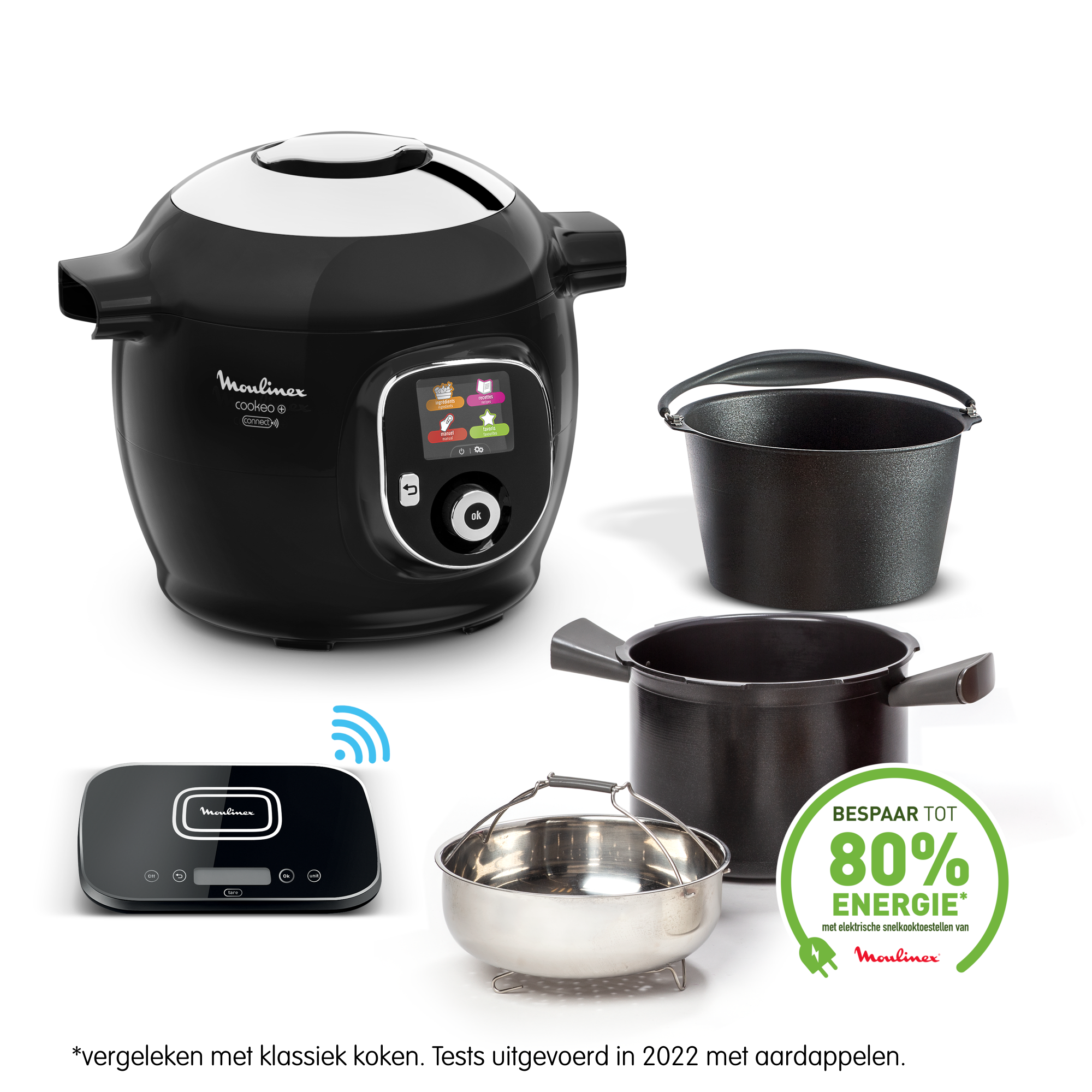 Cookeo+ Grameez CE859800 Intelligente hogedruk multicooker - 6 programma's - Oneindig aantal recepten - Geconnecteerde keukenweegschaal