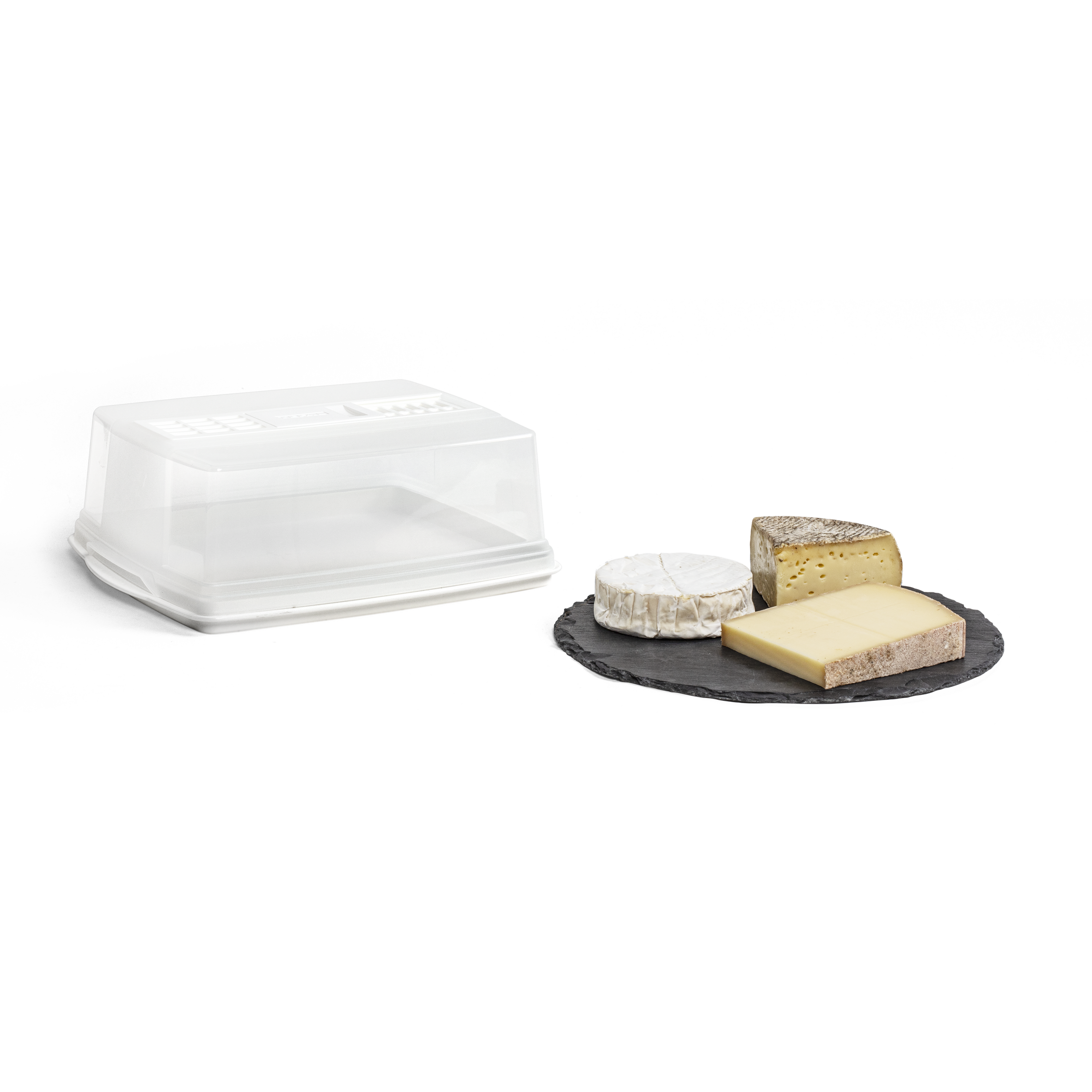 Quesera con tapa, contenedor para queso con tapa en plastico libre de BPA  (Blanco) : : Hogar y Cocina