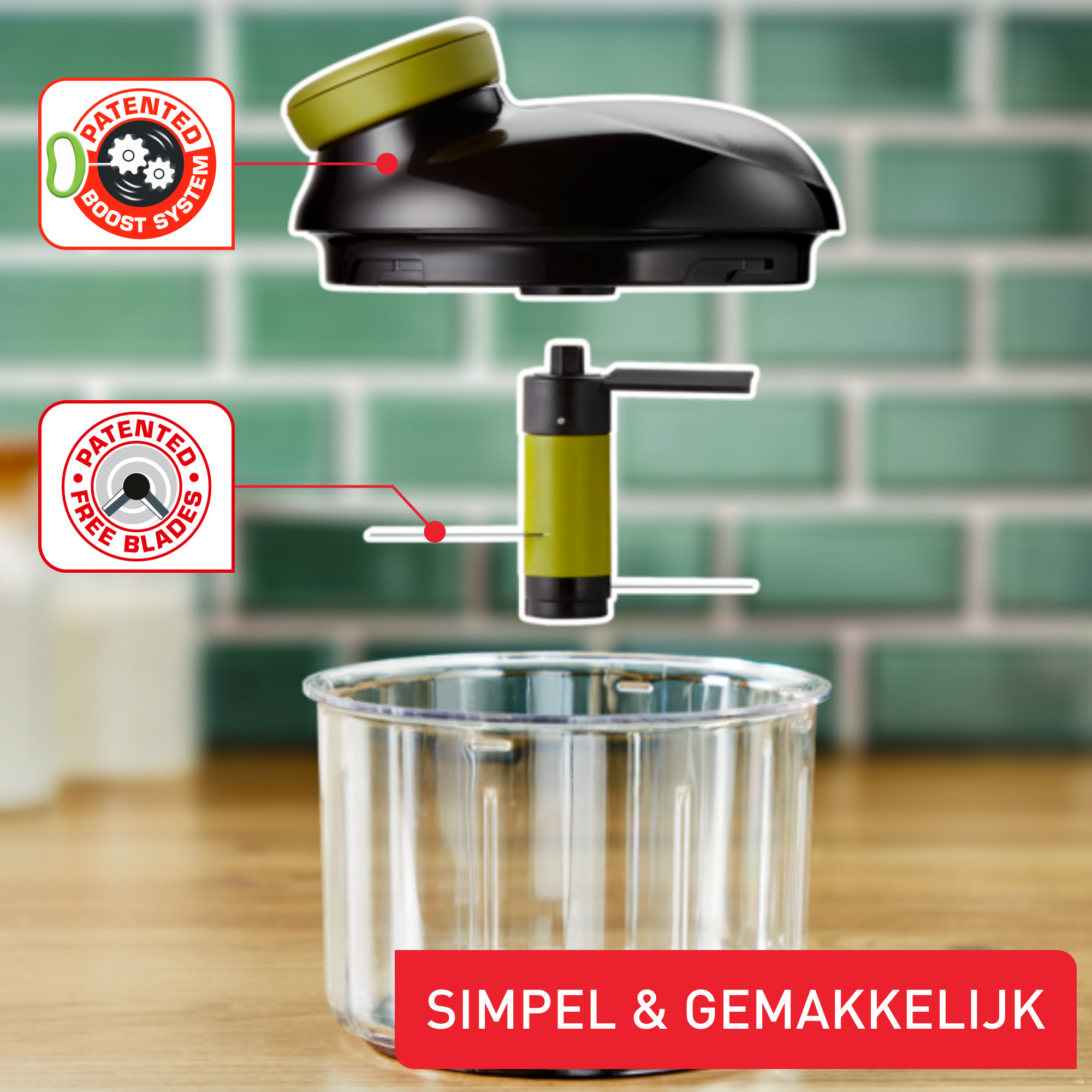 5 second Chopper K1320404 hakmolen 900 ml Hakmolens Tefal