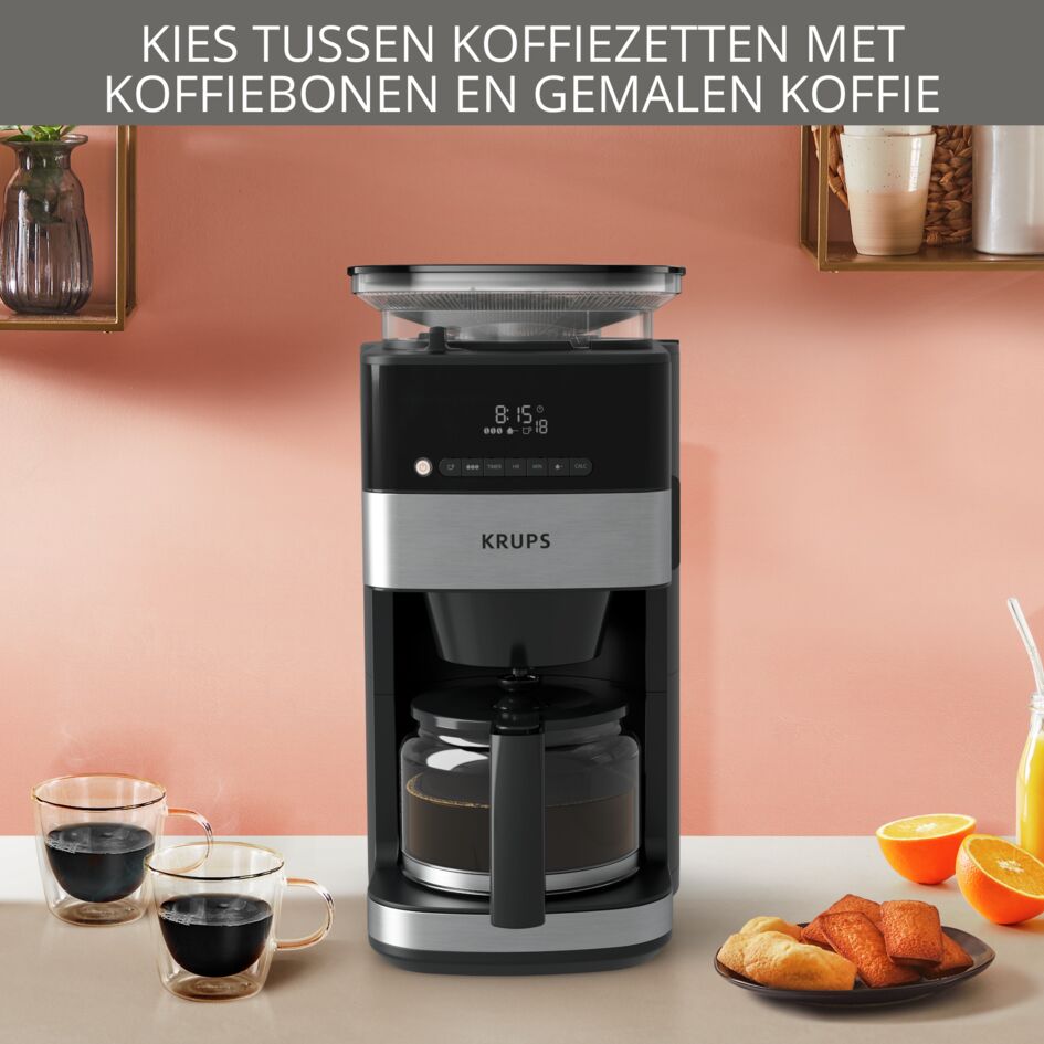 Krups koffiezetapparaat Grind Aroma Grind & Brew KM8328- Incl. conische molen - intuïtief digitaal bedieningspaneel Krups koffiezetapparaat Grind Aroma Grind & Brew KM8328- Incl. conische molen - intuïtief digitaal bedieningspaneel