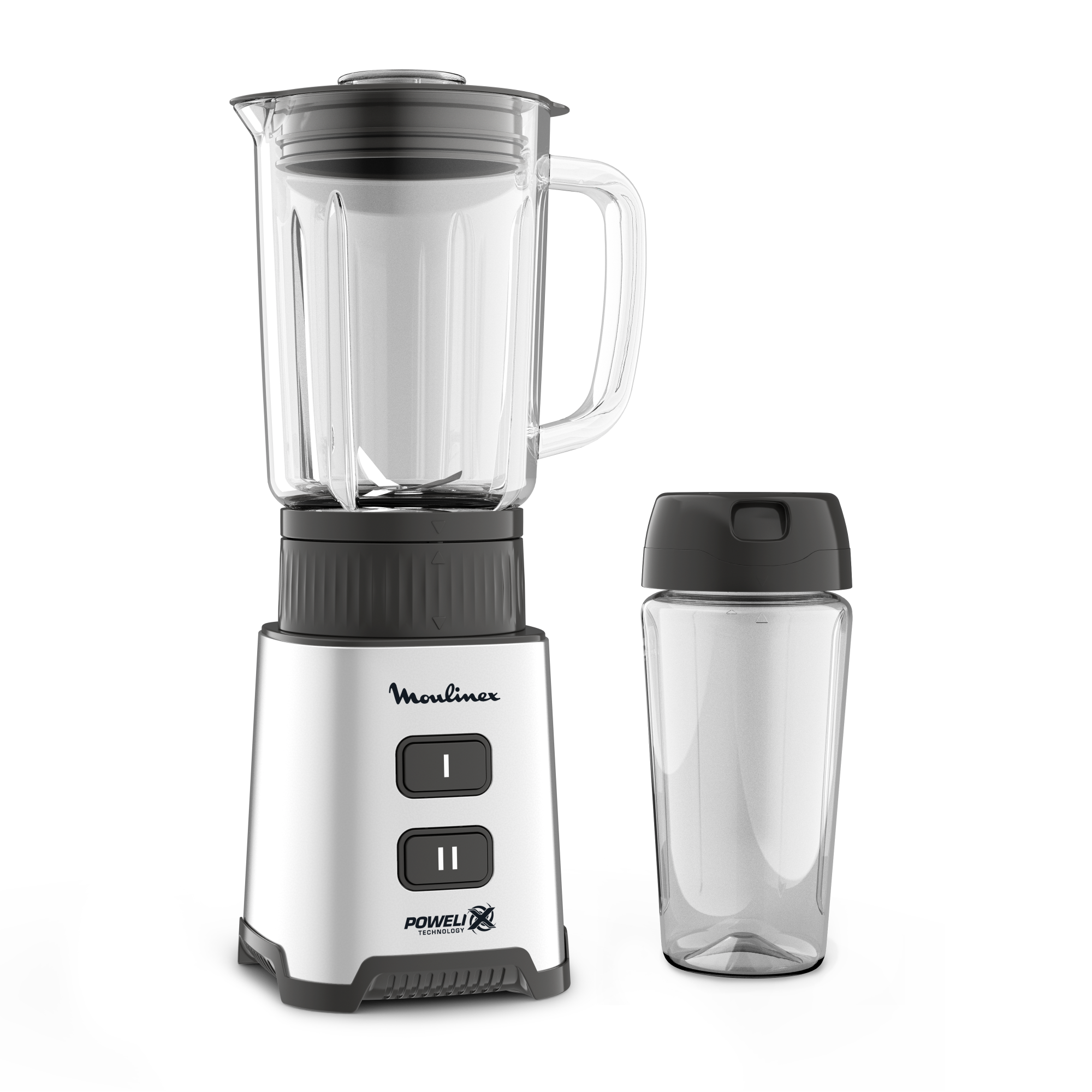 Moulinex Pulseo LM17GD Blender, 400 W, 4 Knives, 700 ml, Portable Container, 600 ml, 2 Speeds for Juices and Smoothies, Stainless Steel Moulinex Pulseo LM17GD Blender, 400 W, 4 Knives, 700 ml, Portable Container, 600 ml, 2 Speeds for Juices and Smoothies, Stainless Steel
