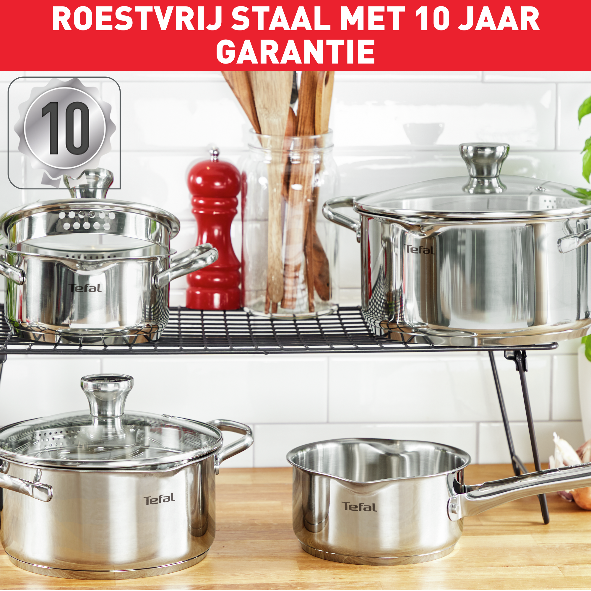 Duetto A705S936 9-delige inox set - Inductie | Pottensets | Tefal