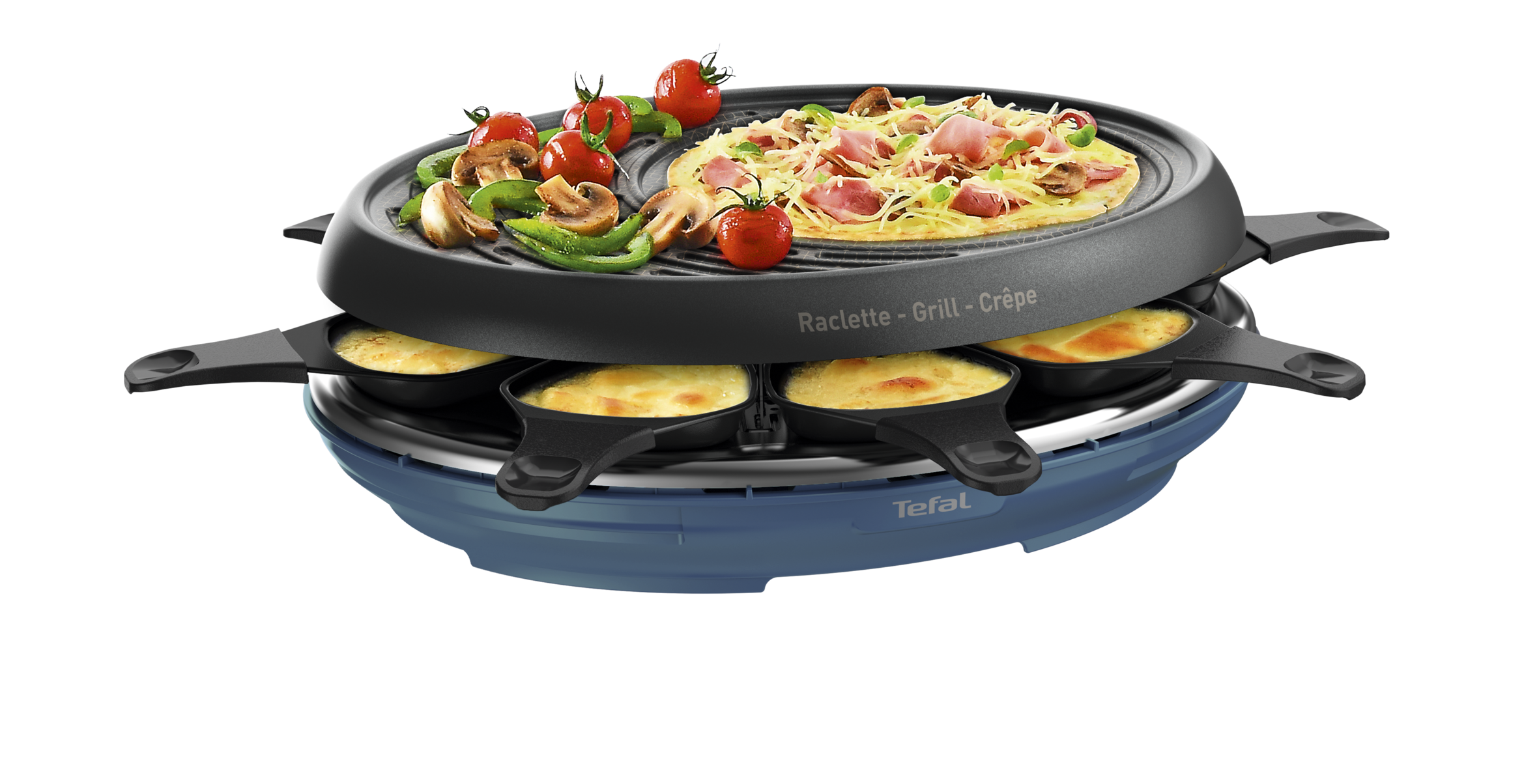 COLORMANIA  8 coupelles bleu acier plaque grill et crêpes