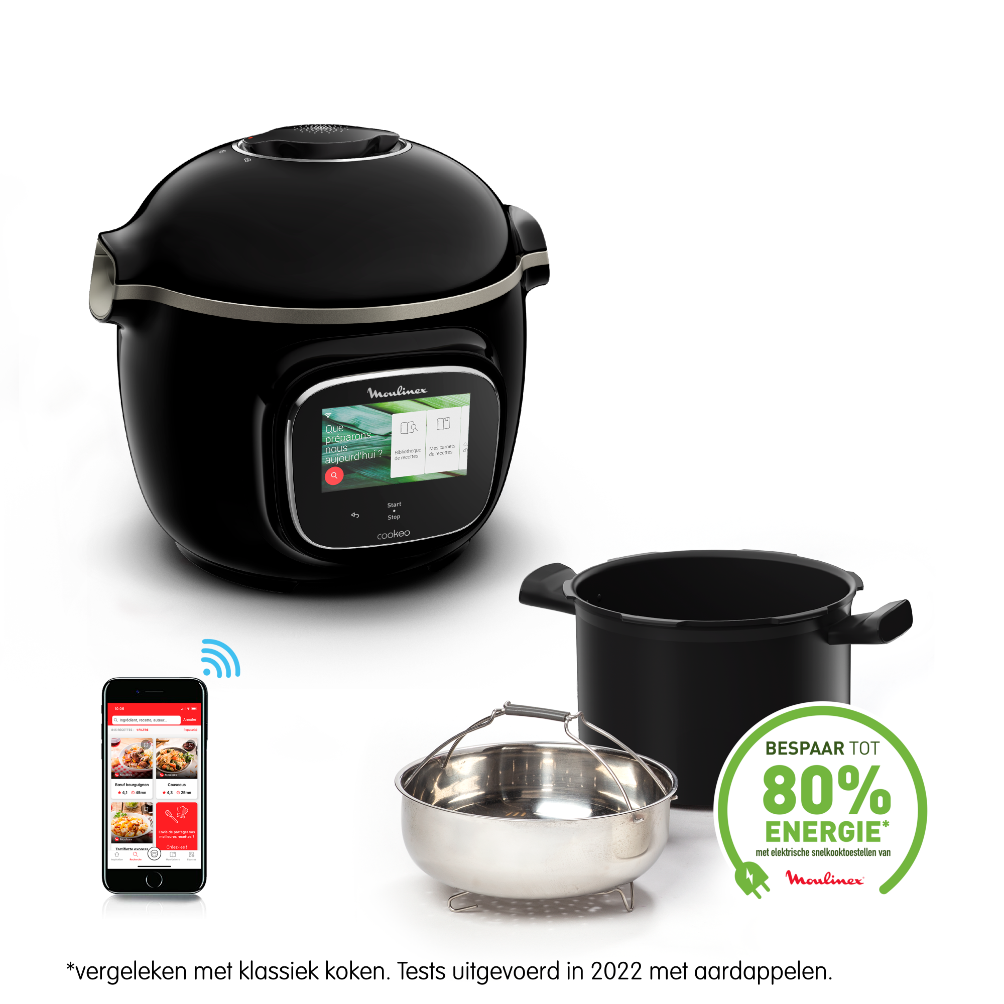 Cookeo Touch Wifi CE902800 Intelligente hogedruk multicooker - 13 programma's - Oneindig aantal recepten - Geconnecteerd