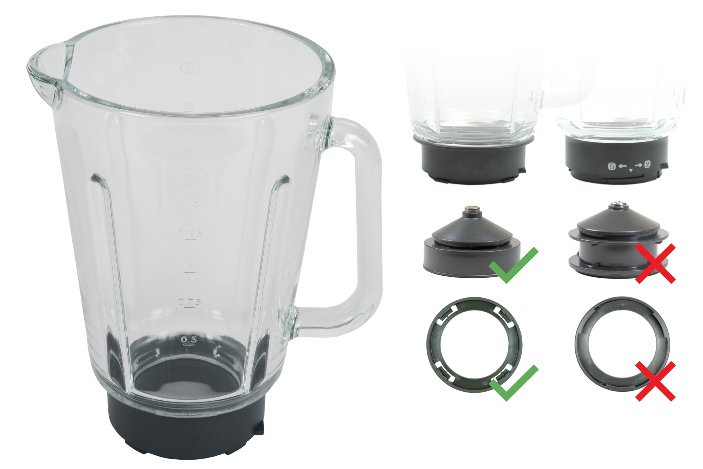 Vaso de batidora de vidrio con base MS-653089