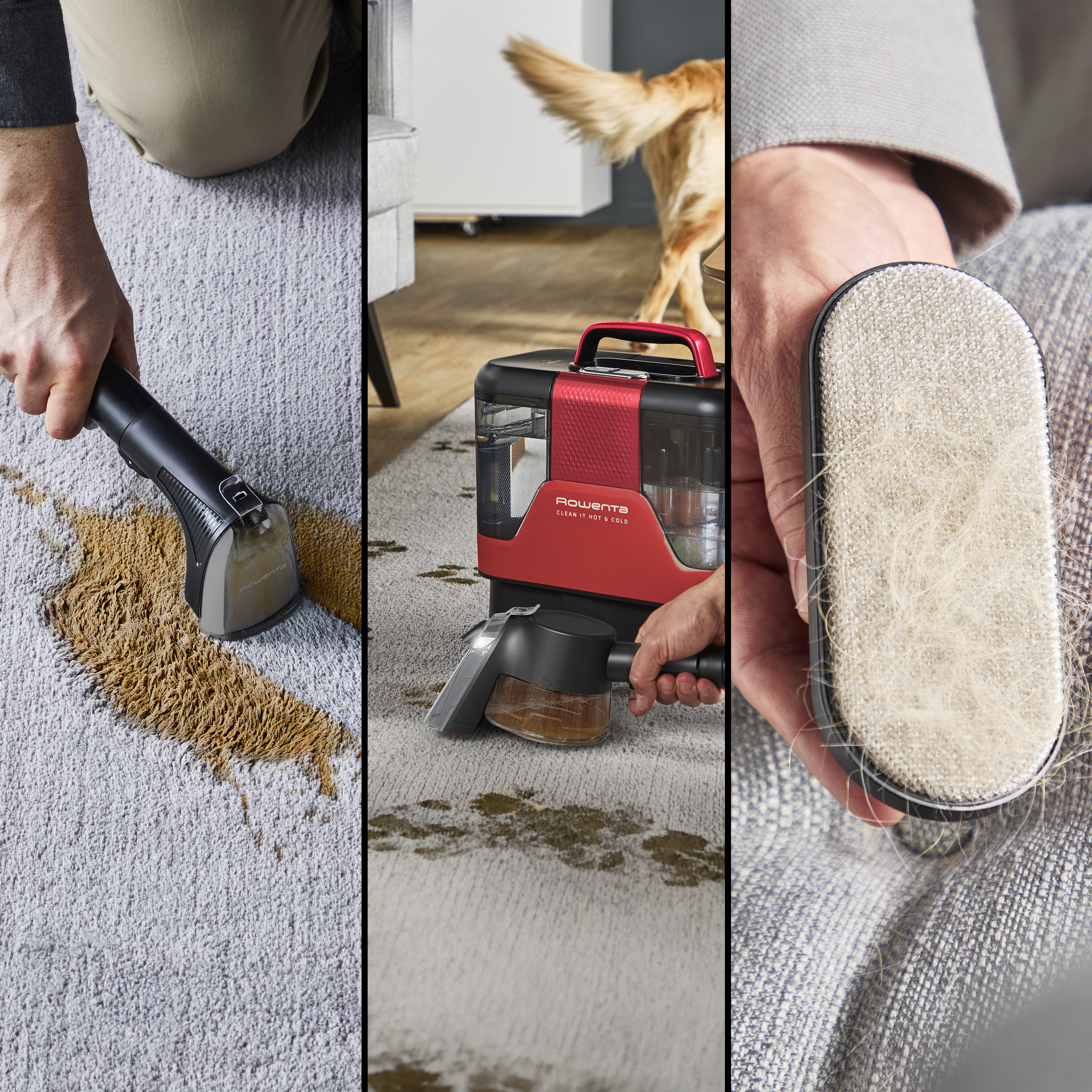 clean it lavatappeti pulizia rapida di macchie e liquidi Rowenta Clean It Compact, Lavatappeti, Lava Tappezzeria per Tappeti,  Divani, Auto con Testine Intercambiabili, Doppio Serbatoio Acqua  Pulita/Sporca, Sistema di Auto Pulizia, 400 W, IN3020 main image 0