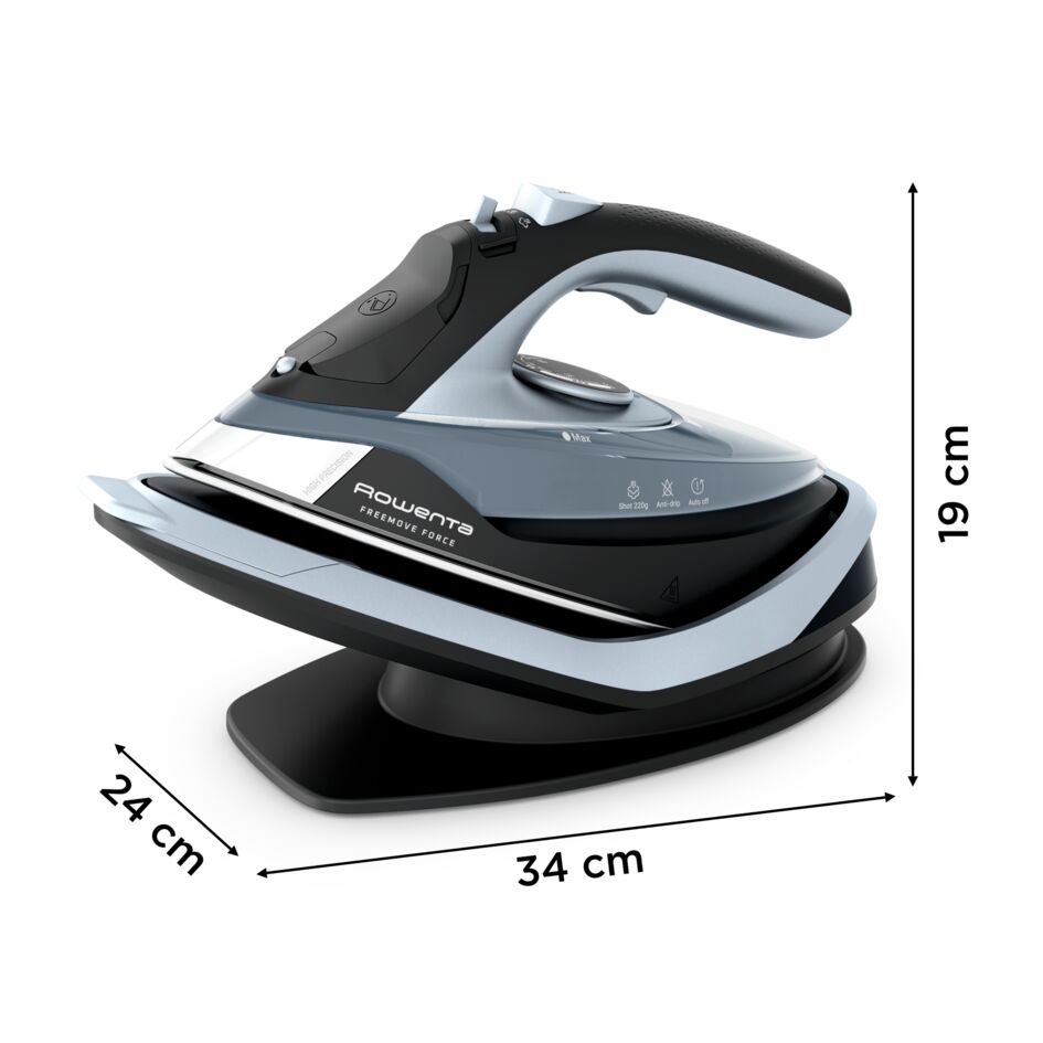 Freemove Force, Ferro a Vapore, 220 g/min, Cordless, Microsteam 400, Black &amp; Silver Argento