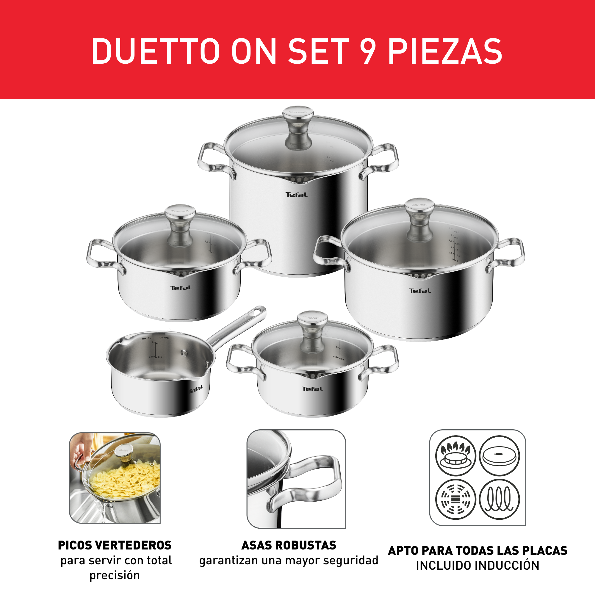 Set de cacerolas Duetto On 9 Piezas de Tefal