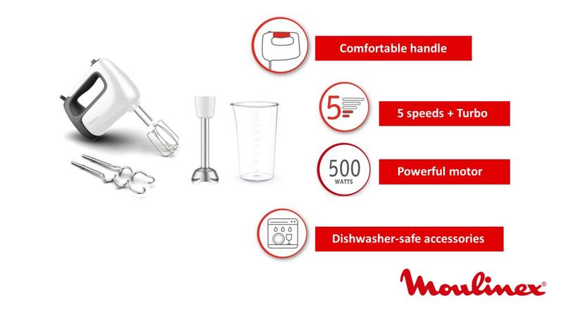 Moulinex Prep'Mix+ HM460110 Handmixer 500W - 5 Snelheden + Turbo