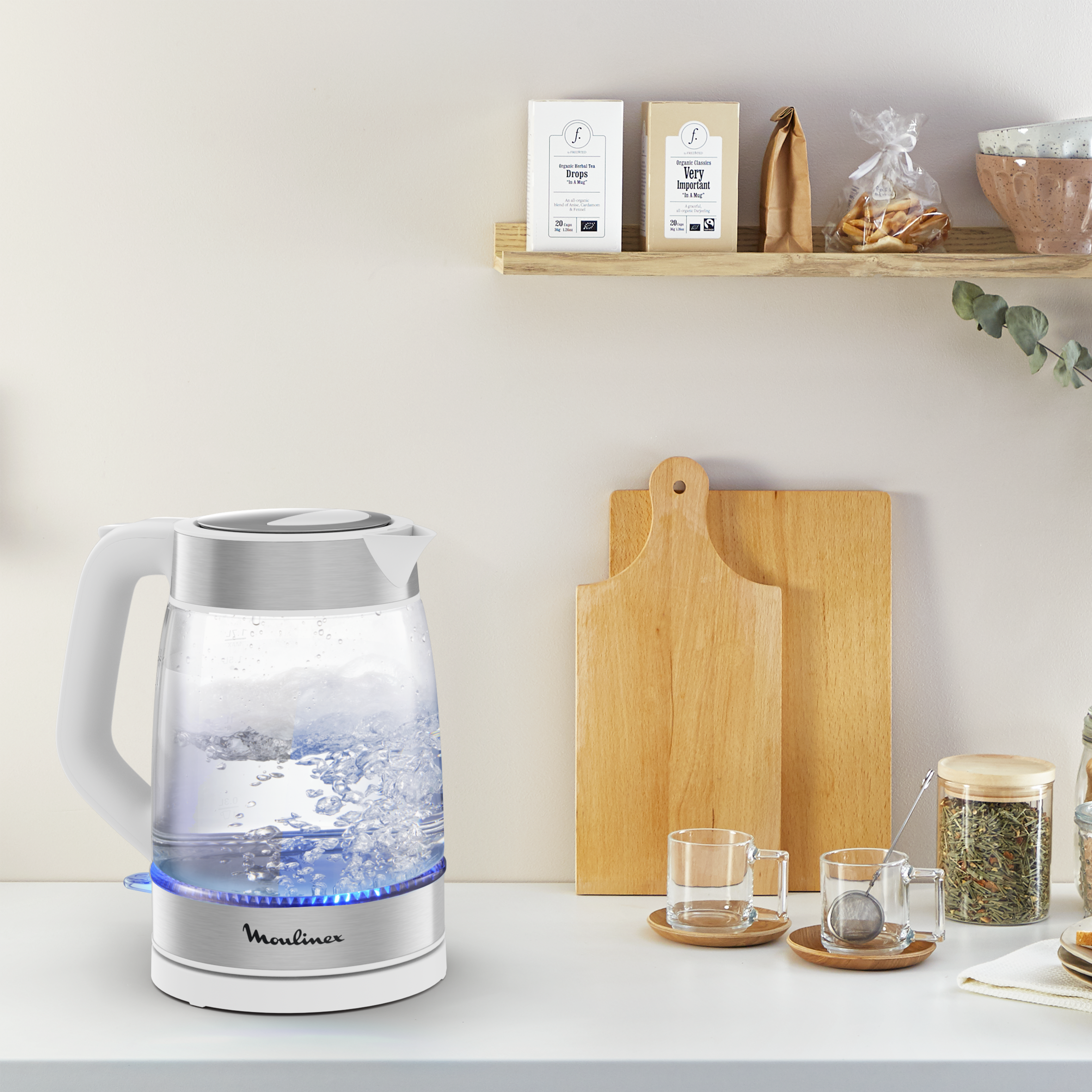 Bollitore Elettrico Moulinex In Vetro - 1.7L Trasparente Con Graduazione, Luce Blu E Filtro