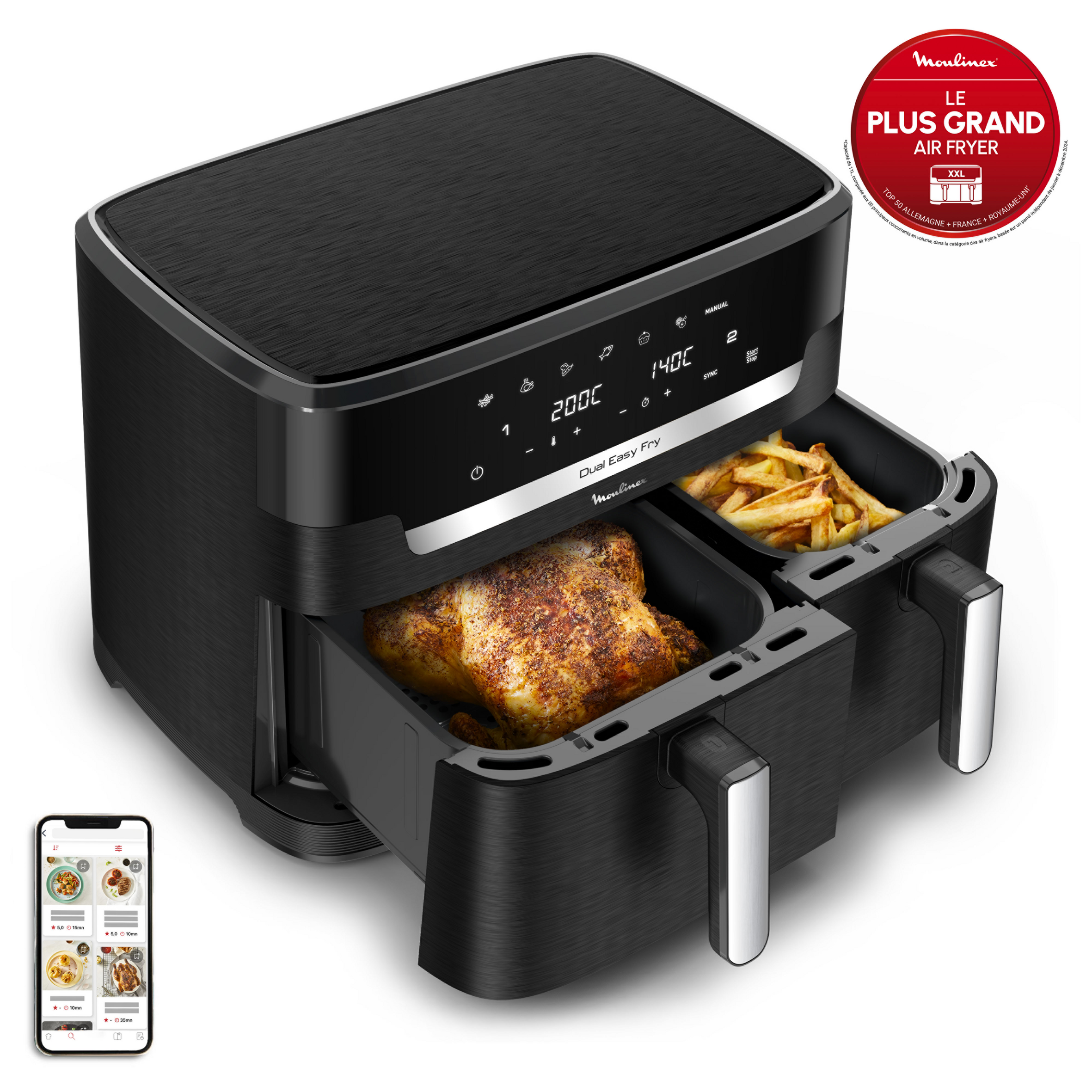 Dual Easy Fry & Grill XXL EZ9428F0 Air Fryer - 7 programmes - 6,5L + 4,5L