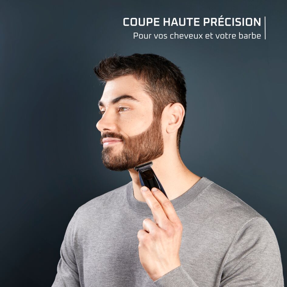 Tondeuse Cheveux & Barbe Homme Rechargeable USB - 3 Têtes, Lame En T, Dorée, Neuve