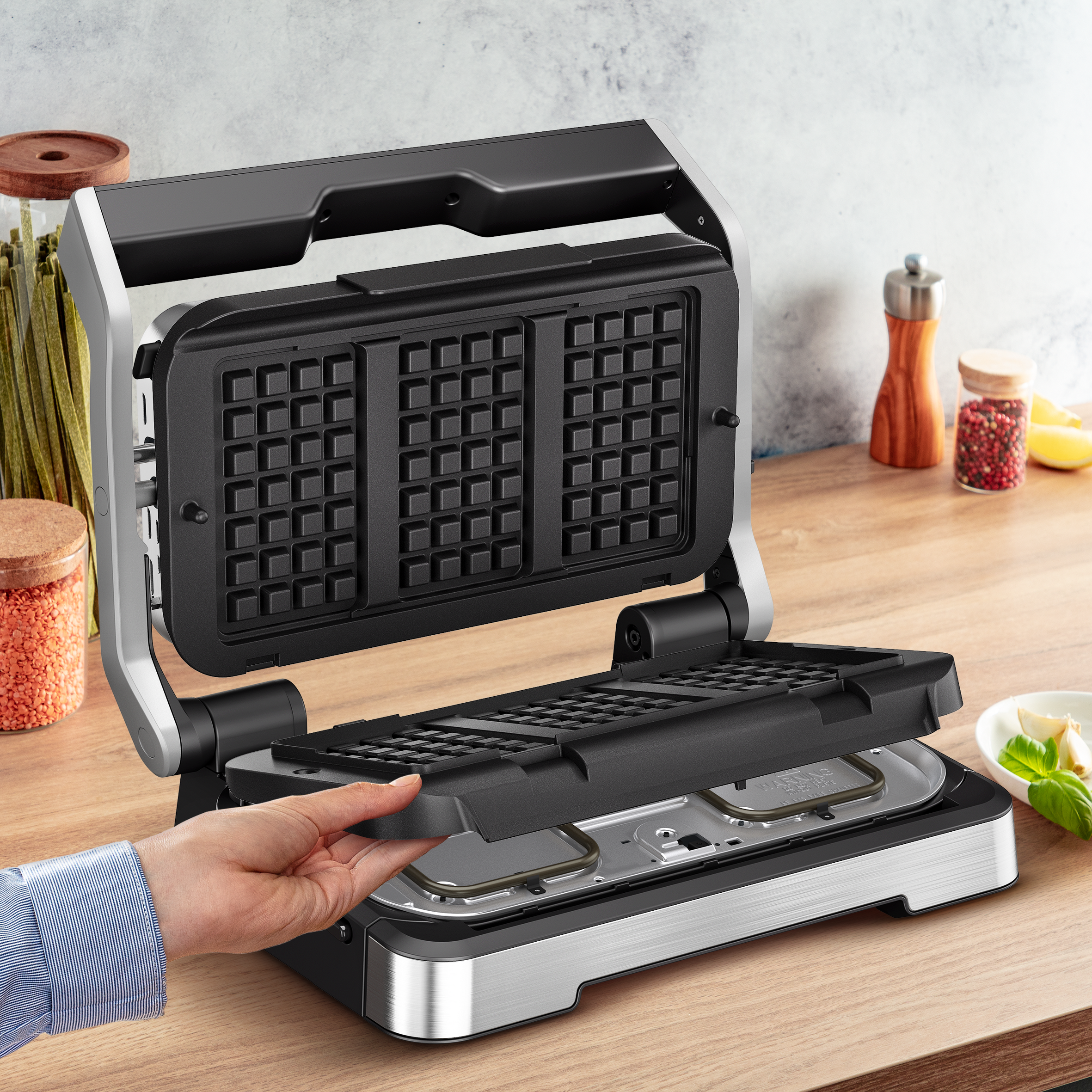 Plaques à Gaufres Belges Pour Tefal OptiGrill 4en1/2en1 XL – Aluminium Antiadhésif – Lavables Au Lave-vaisselle – Noir