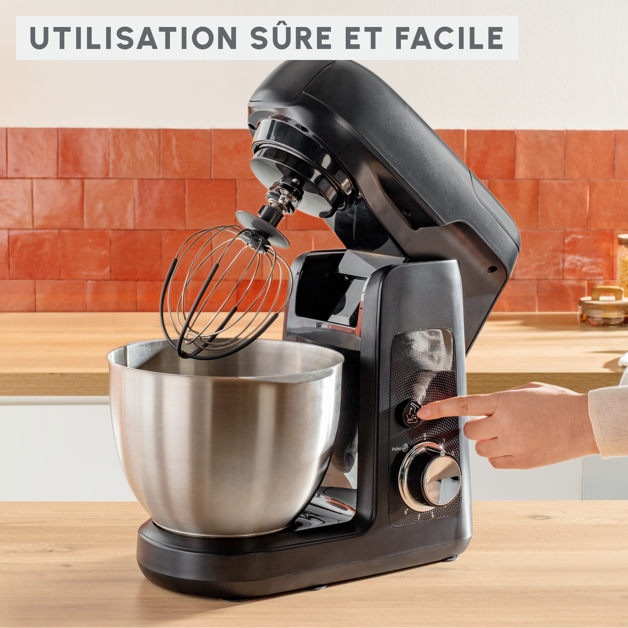 Robot Pâtissier Moulinex Bake Simple - Compact, Fouet, Batteur, Crochet Pétrin, 12 Vitesses, Facile à Utiliser Et Ranger - 9