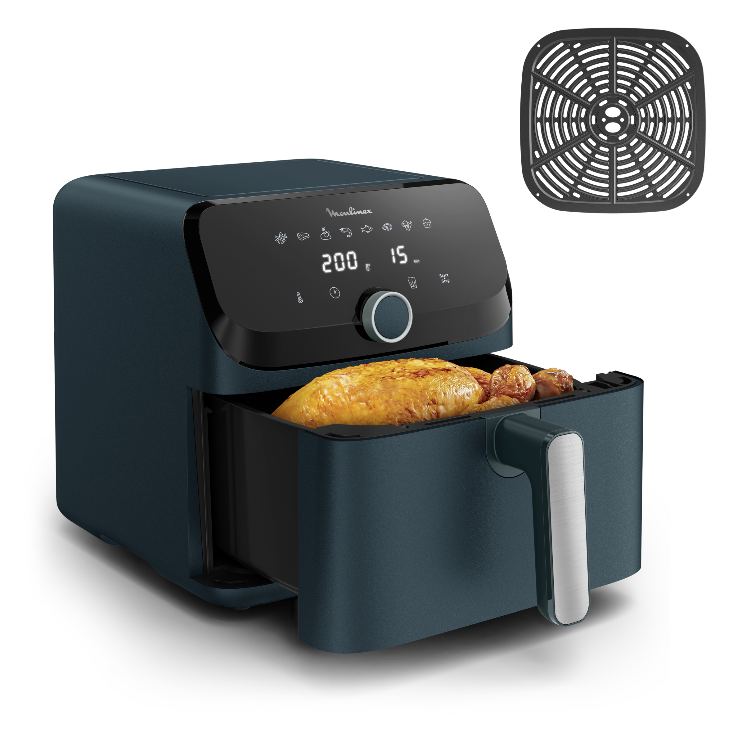 Easy Fry Mega, Freidora de aire, 1700 W, Gran capacidad de 7,5 L, 8 programas, Compacta