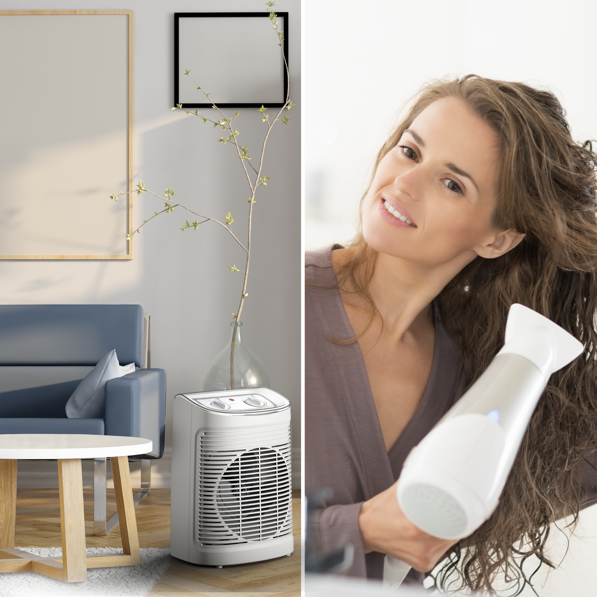 Intense Comfort Aqua, sicherer Badezimmer-Heizlüfter, 2400 W Leistung | Heizlüfter