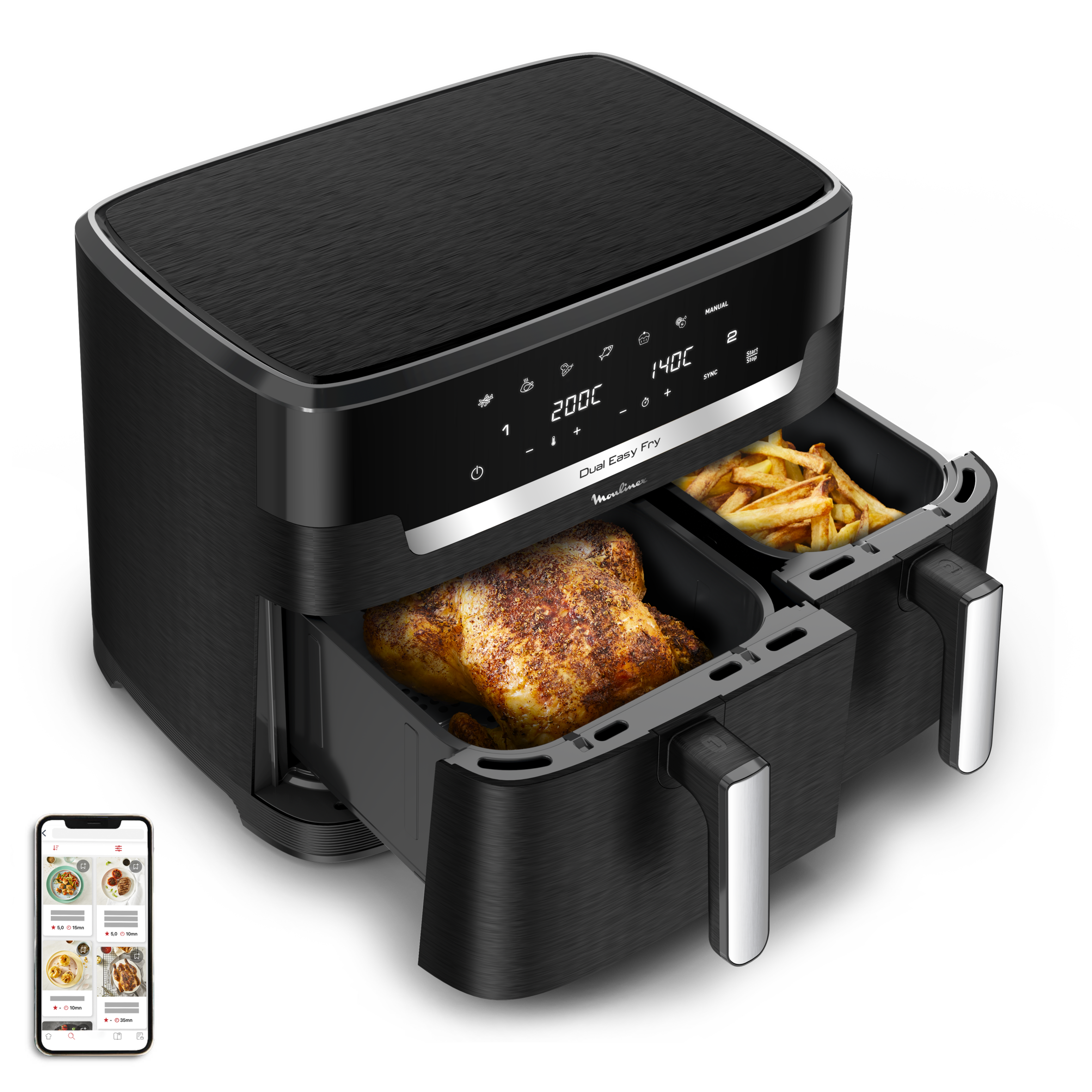 Friteuse à air Dual Easy Fry XXL, Cuisson synchronisée, Capacité de 11 L, 6 à 10 personnes