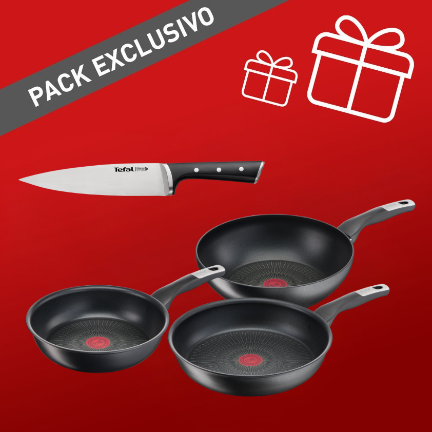 Pack set de sartenes 24/28 cm y wok 28 cm Unlimited y cuchillo chef 20 cm Ice Force