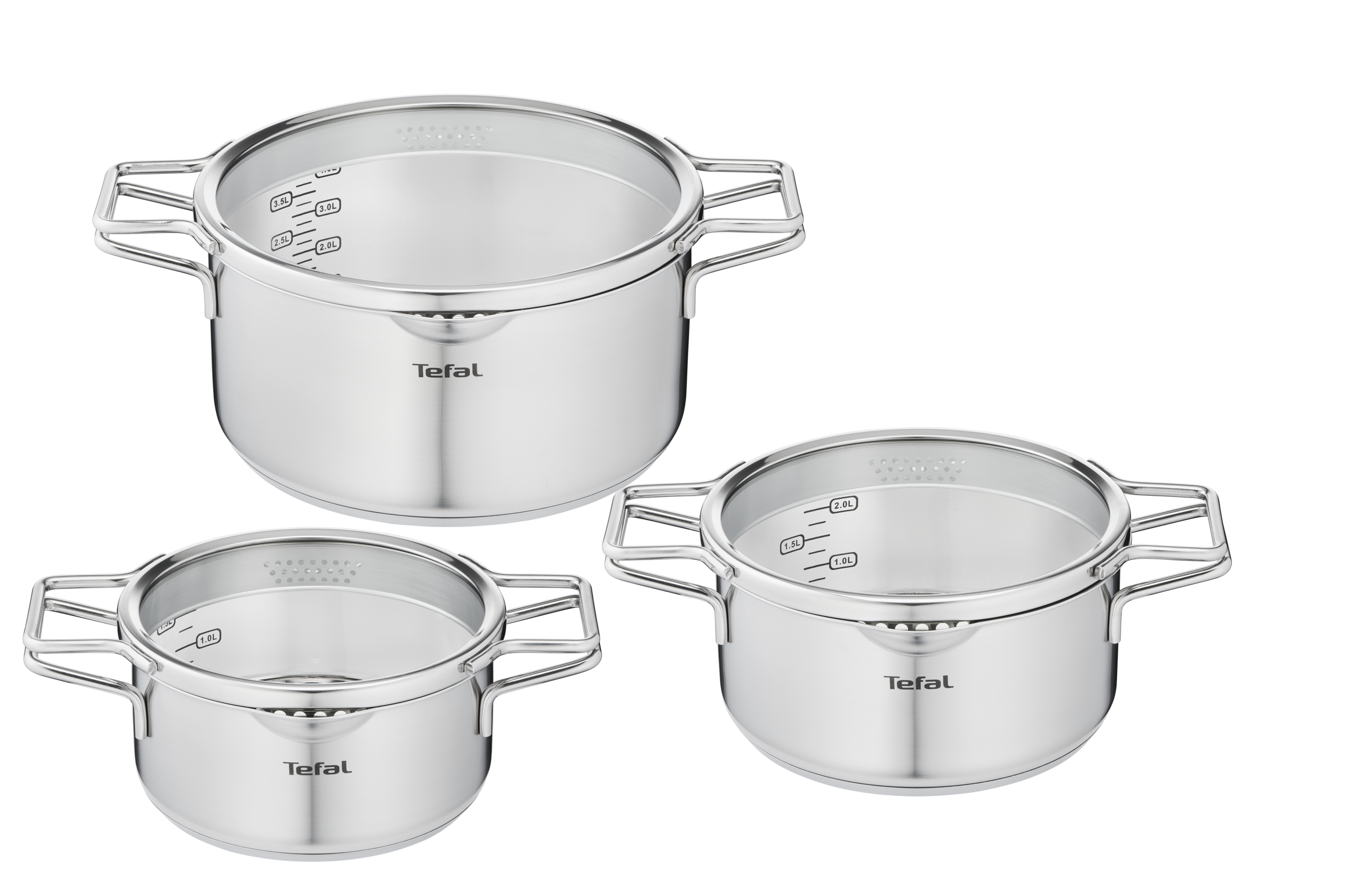 Nordica H852S655 Set van 3 inox kookpotten 18/20/24 cm + 3  deksels