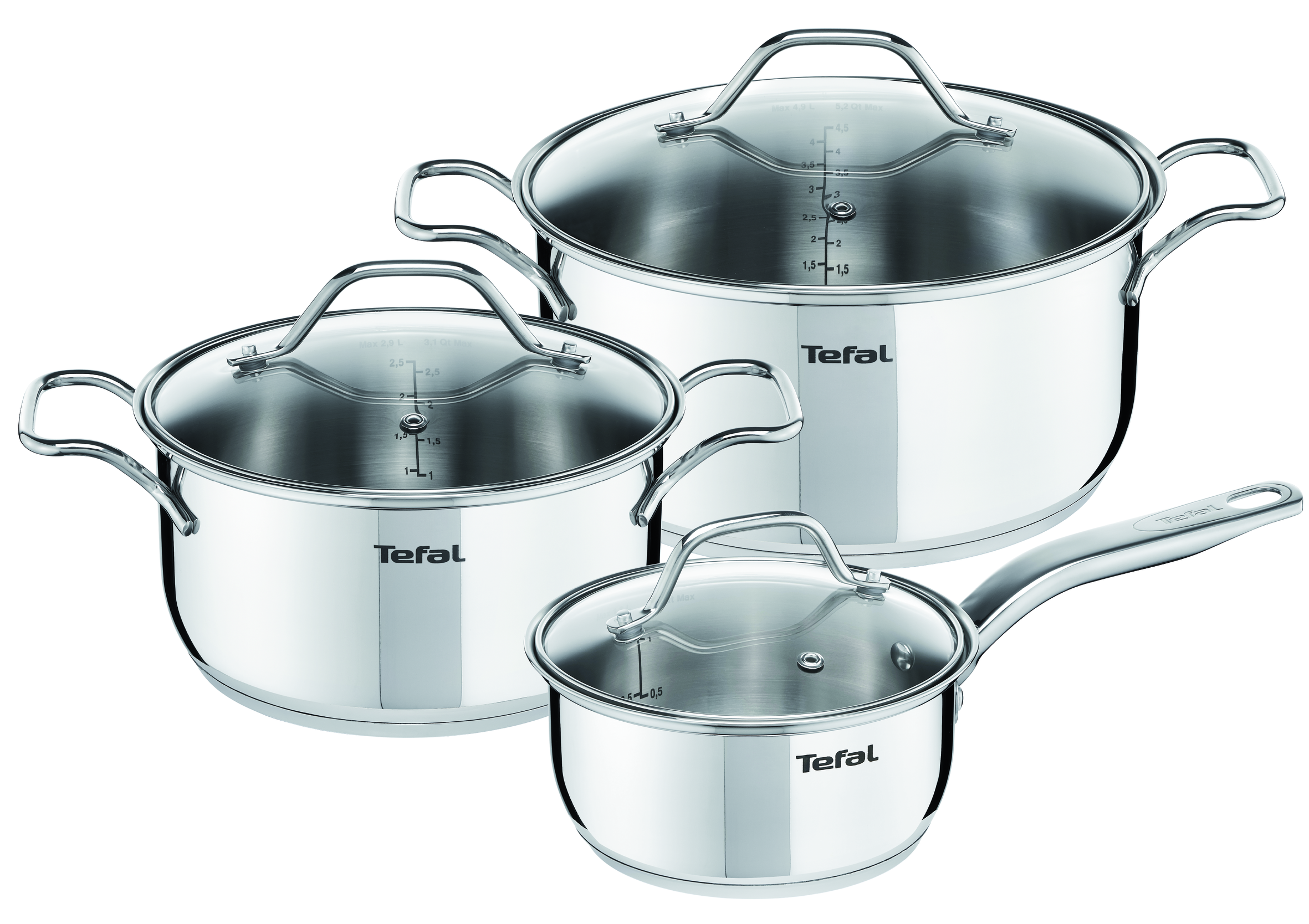 Intuition B864S674 Set inox de poêlon 16cm + 2 casseroles 20/24 cm + 3 couvercles