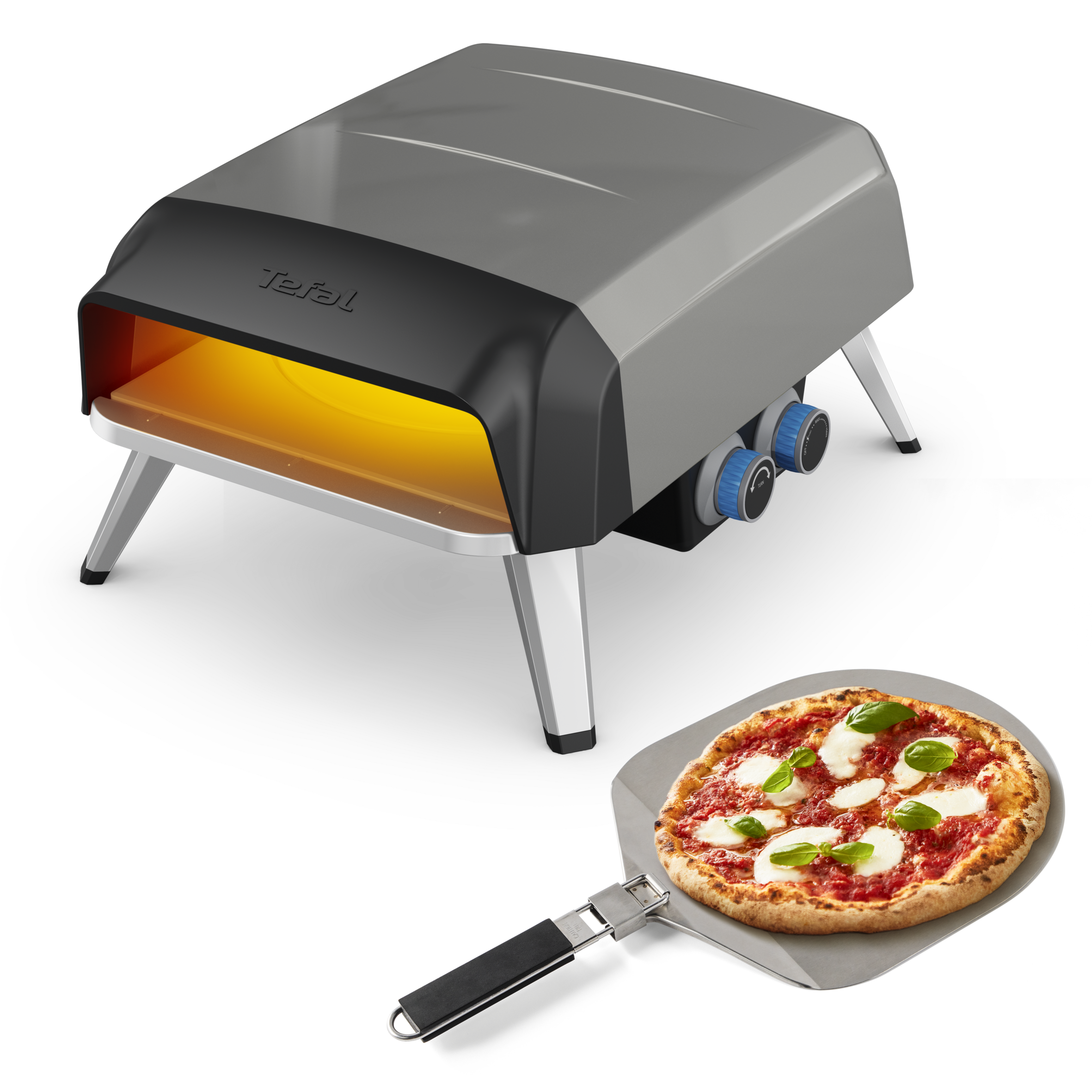 Pizza Pronto, Four à pizza, Usage en extérieur, Pierre rotative à 360° pour cuisson uniforme, Fonctionne au Gaz