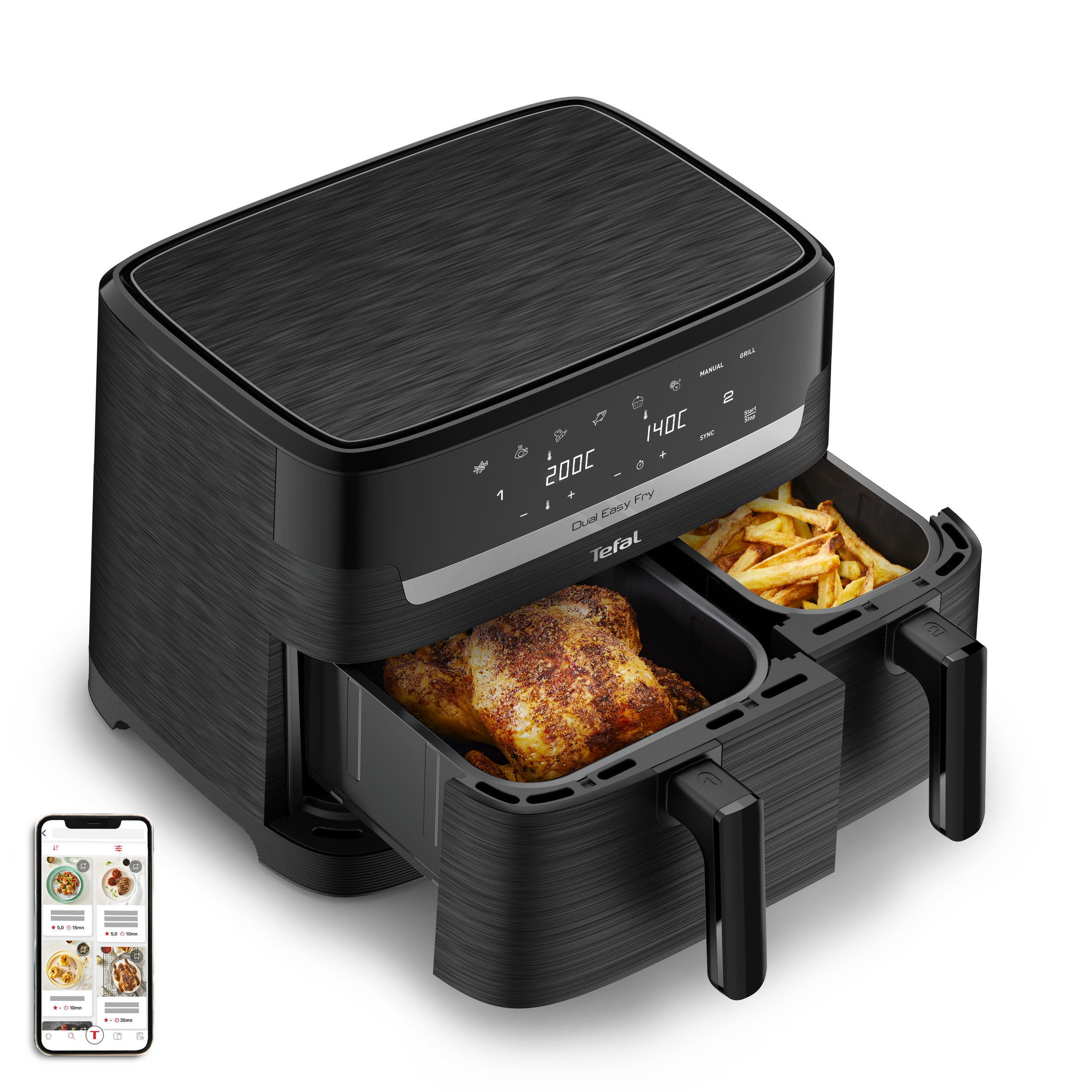EY901N10 Easy Fry Dual Essential légkeveréses fritőz Tefal 8,3L 