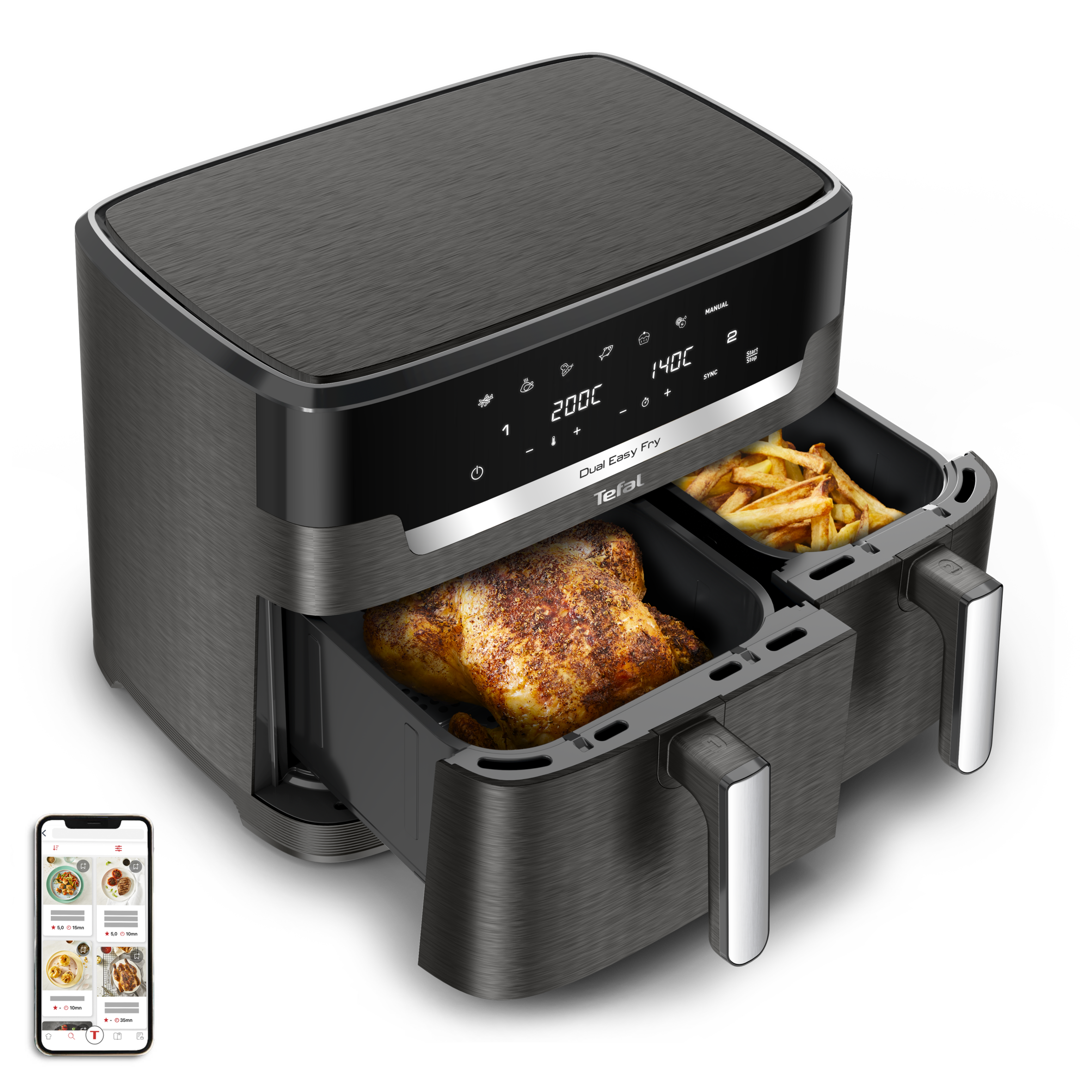 EY942HE0 Easy Fry Dual XXL légkeveréses fritőz Tefal 11 l