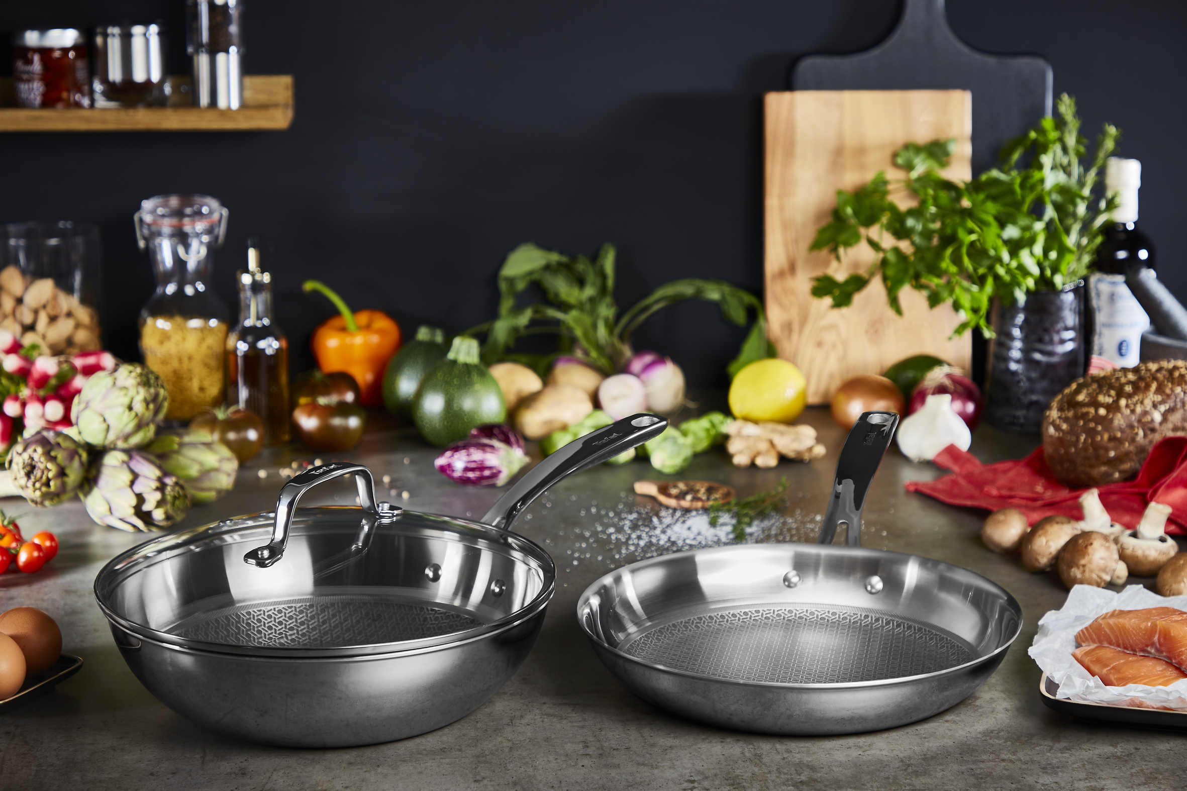 Barazzoni Monolitica Pan van aluminium in steenlook met marmotech-coating en speciale inductiebodem van aluminium/staal, 20 cm, gemaakt in Italië, grijs