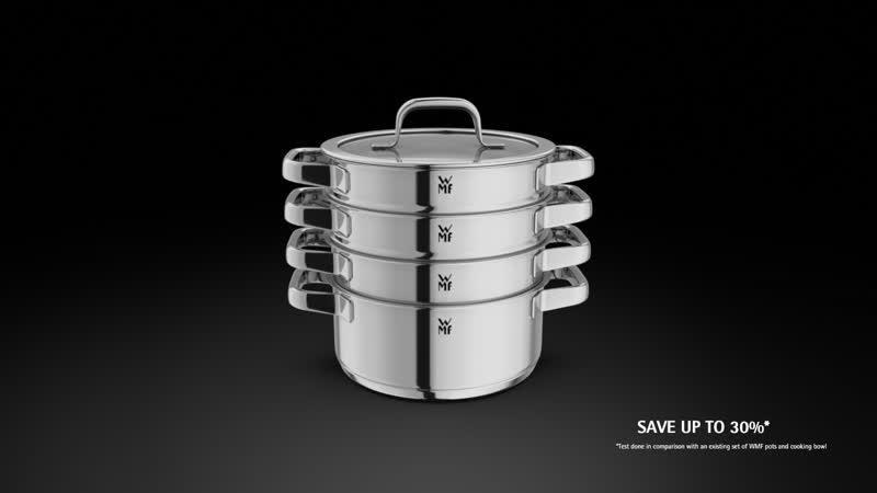 Set 5 piese oale cu capac WMF Compact Cuisine, Cromargan