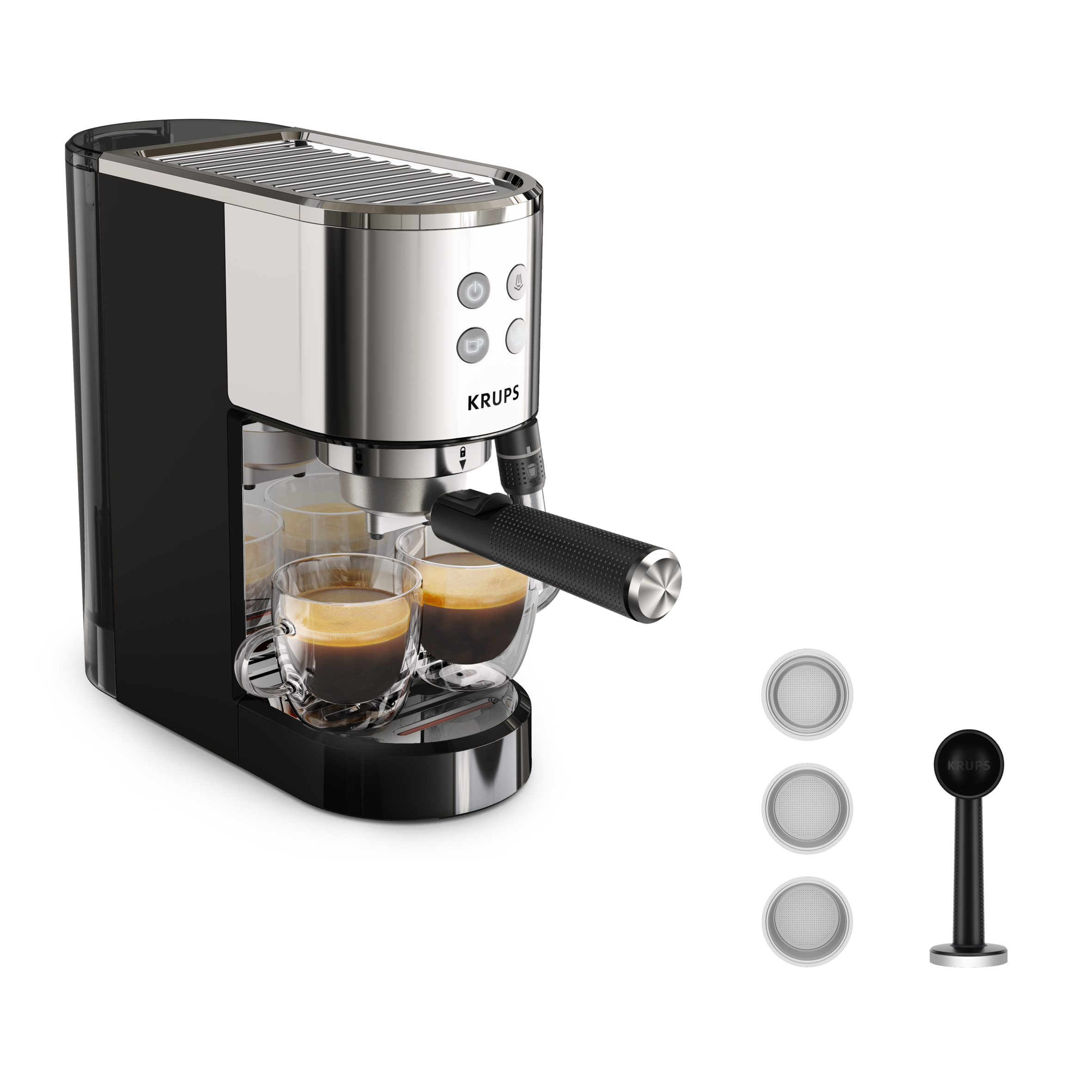Virtuoso +, Cafetera Espresso, 15 bares de presión, Espumador de leche,  Panel frontal intuitivo, Espresso
