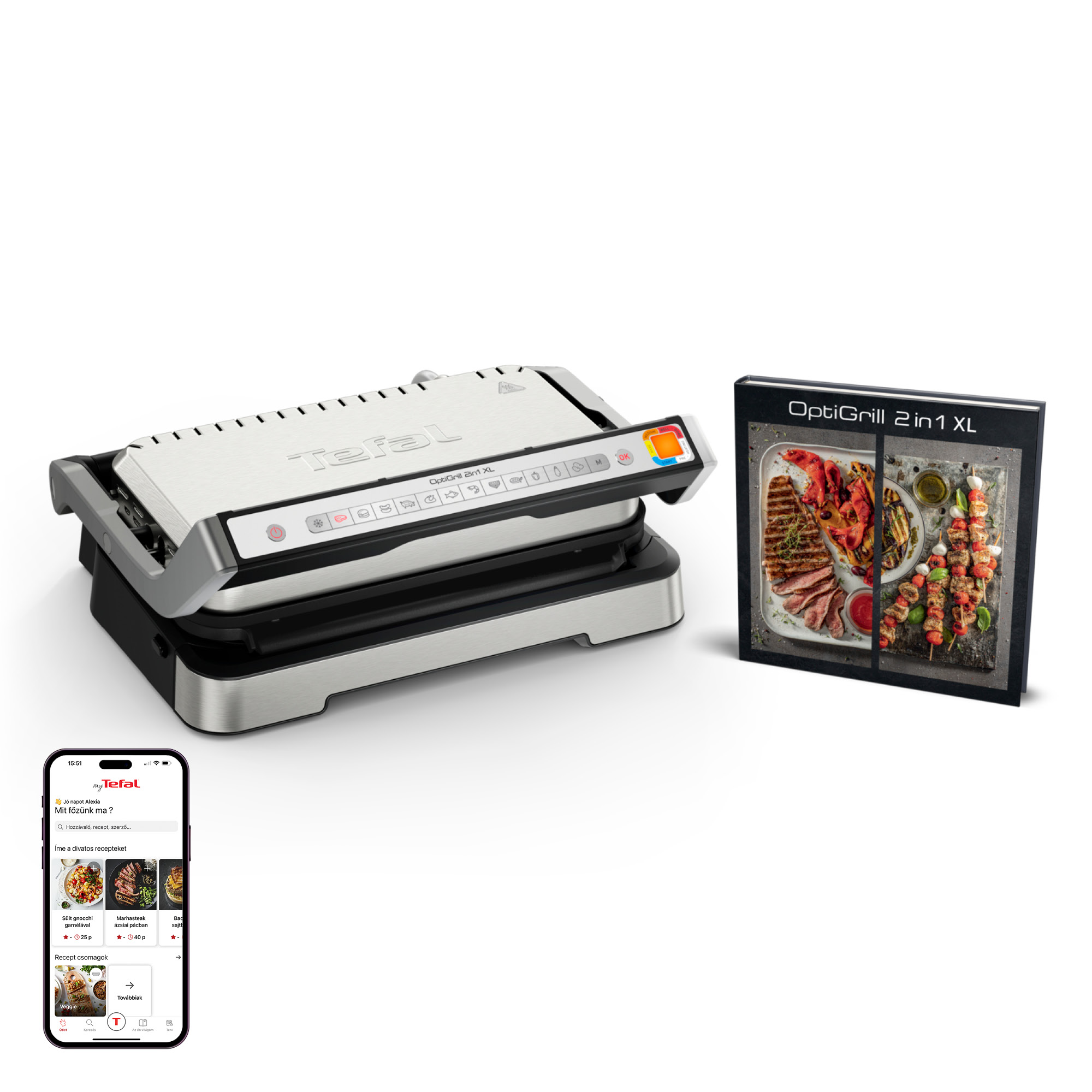 Okos elektromos grillsütő Tefal OptiGrill GC7P0810