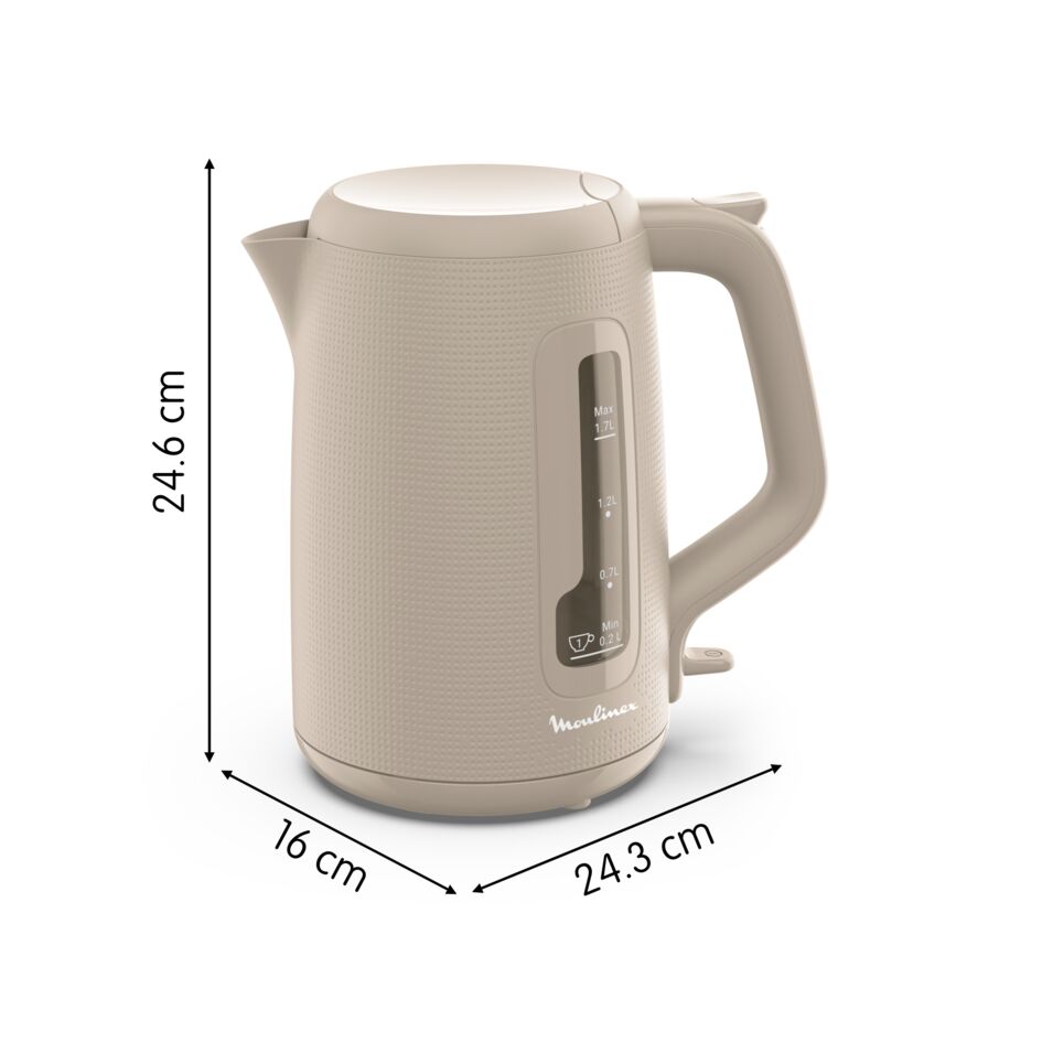 Moulinex BY2M1310 Elektrische waterkoker, 1,7 l, snel koken, automatische uitschakeling, 1 kopje indicator, kalkfilter, inclusief theebal, eucalyptus, ochtend