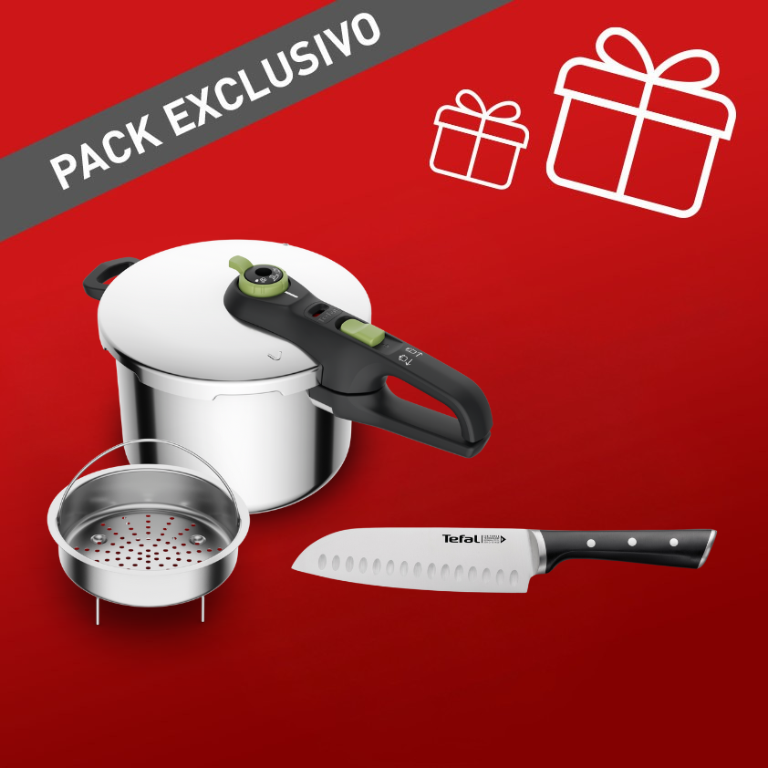 Pack olla a presión 6 L Secure Trendy y cuchilllo santoku 18 cm Ice Force