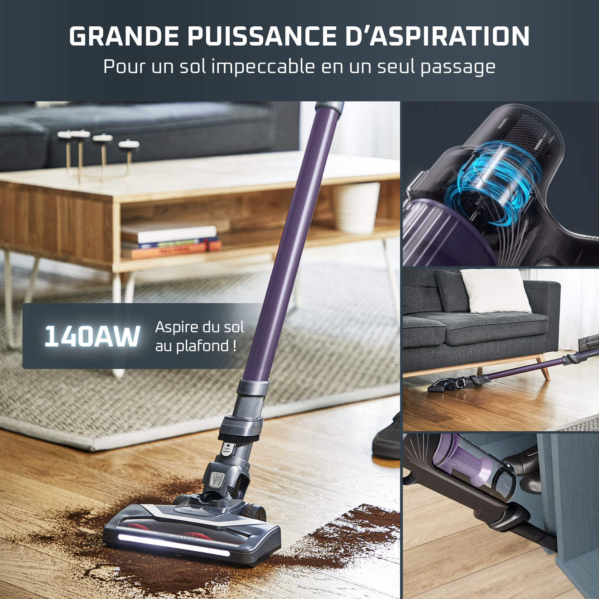 Aspirateur balai sans fil X-Pert 100W Violet - ROWENTA - RH6822WO Aspirateur balai sans fil X-Pert 100W Violet - ROWENTA - RH6822WO