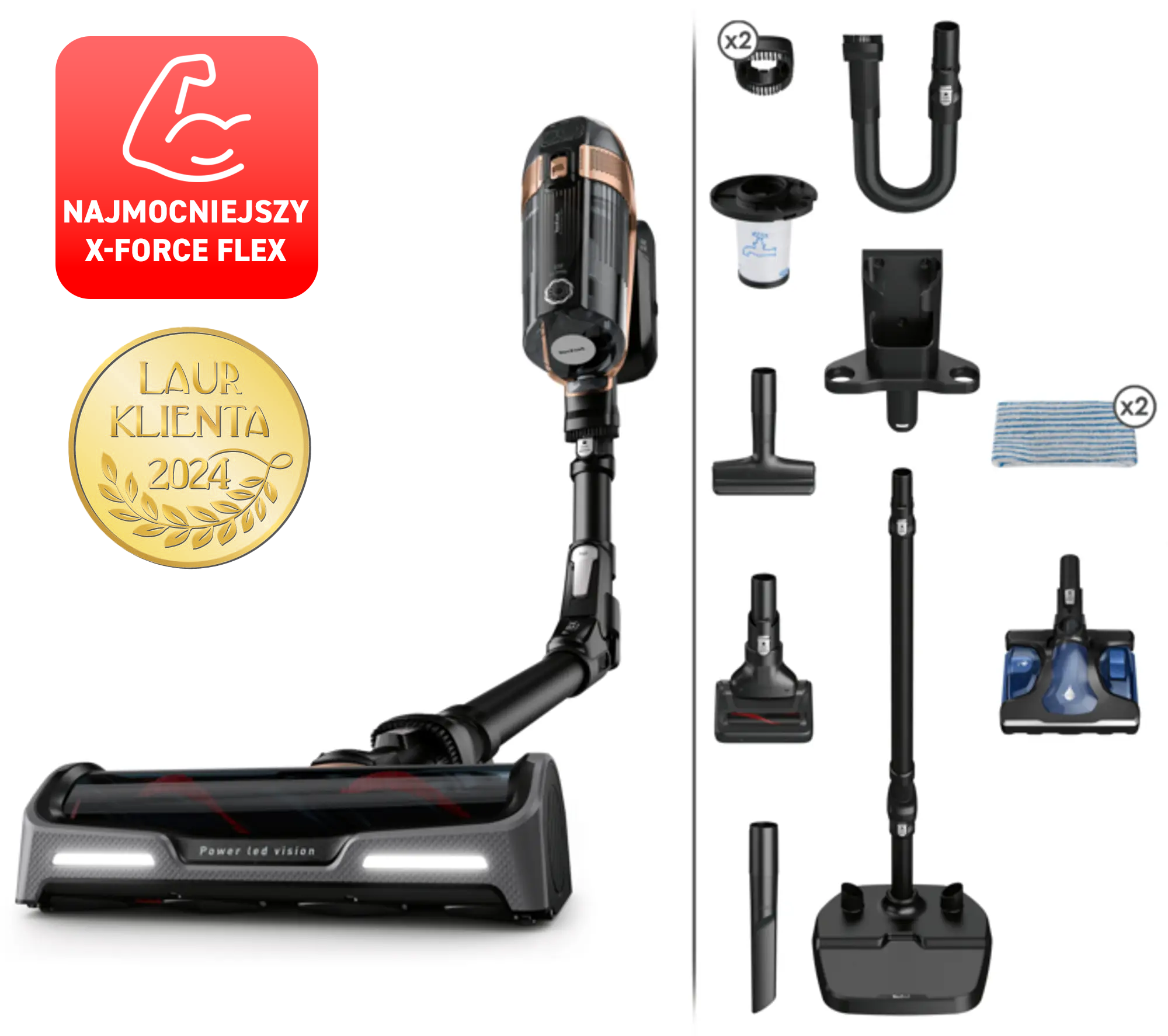 Odkurzacz bezprzewodowy, Tefal X-Force Flex 15.60, 230 AW, 80 min, mopowanie