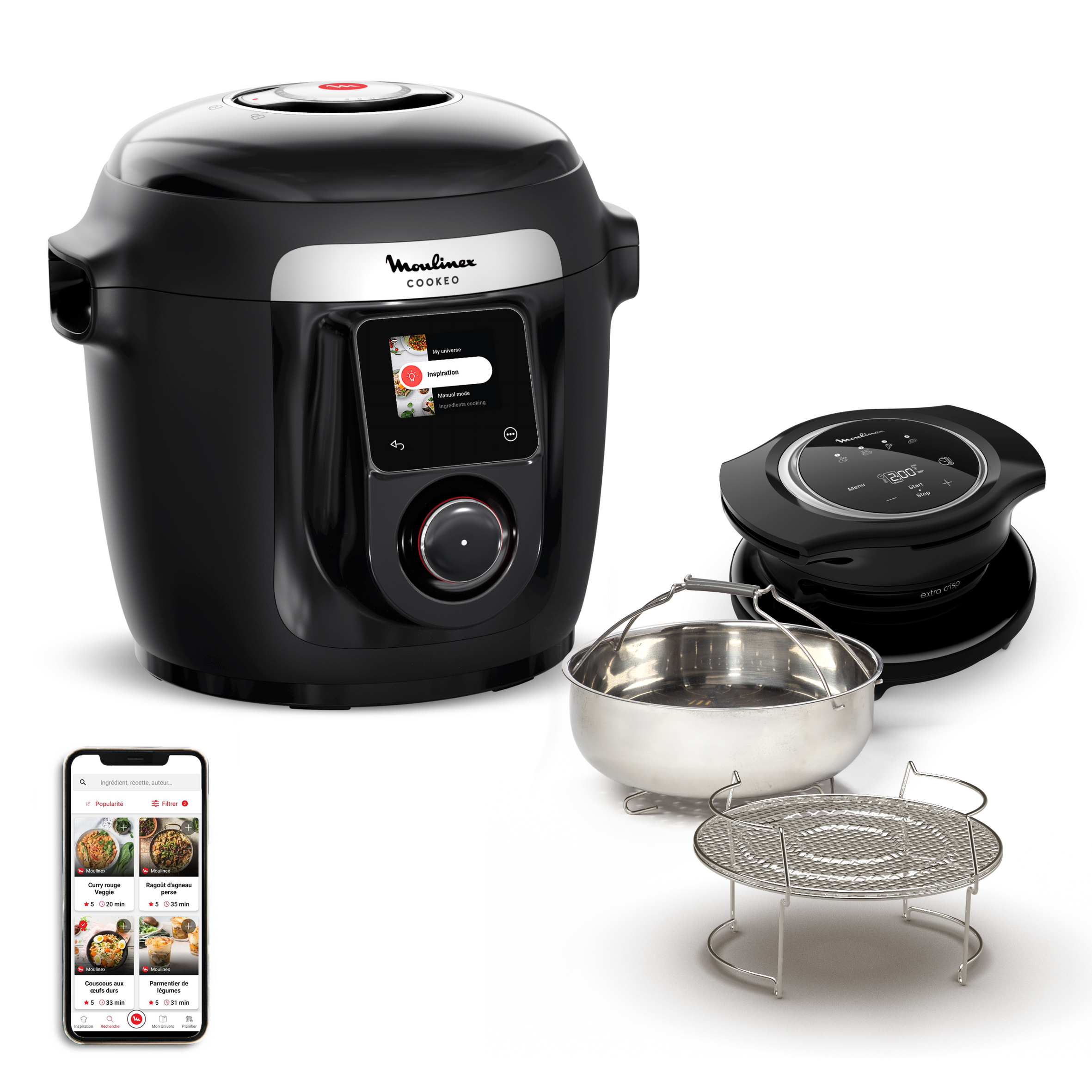 Cookeo Wifi 10-in-1 CE96X8F0 Intelligente hogedruk multicooker - 14 programma's + Extra Crisp - air fryer accessoire 