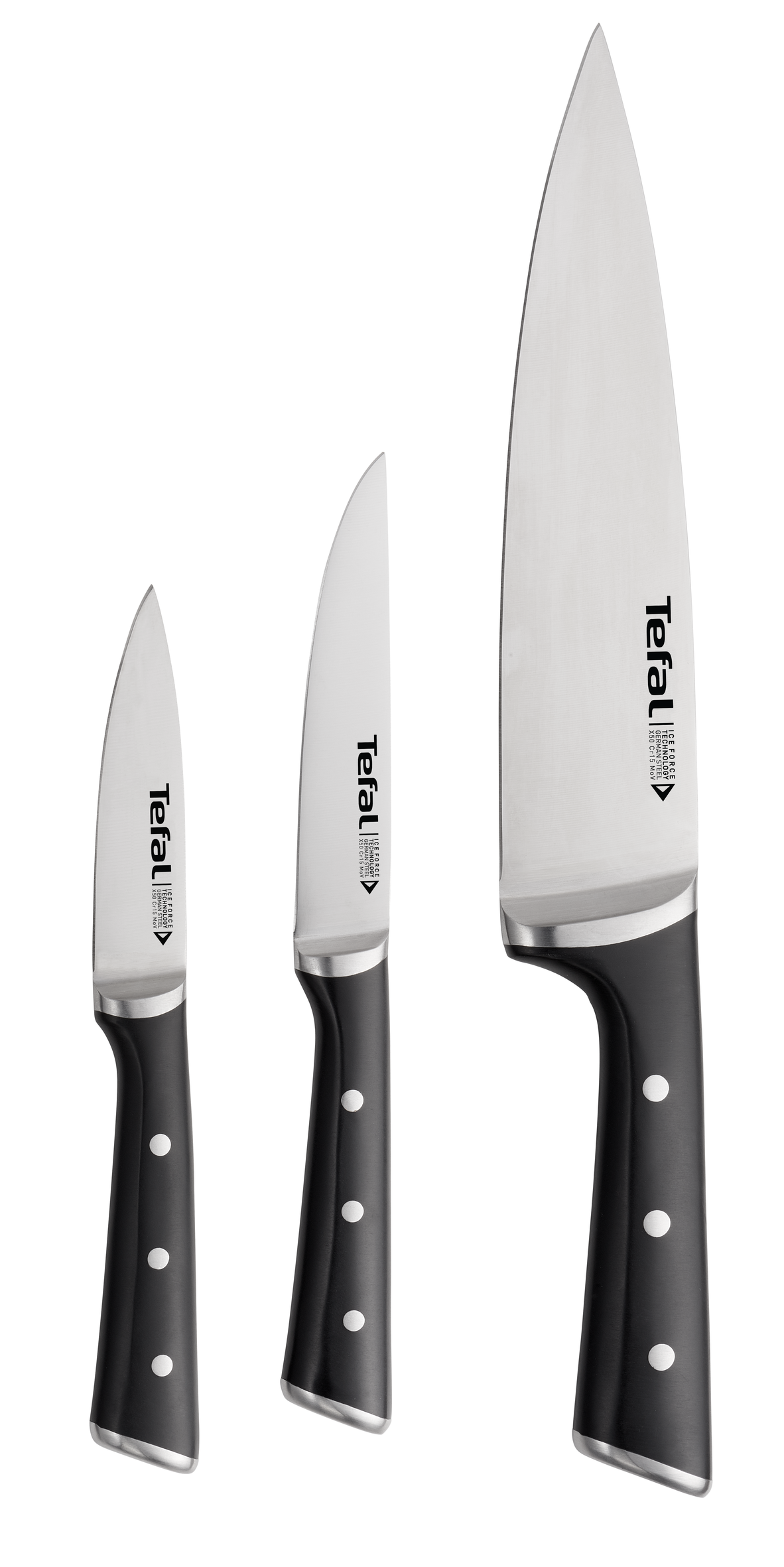 SET 3 CUCHILLOS ICE FORCE: PELADOR 9 CM + CHEF 20 CM + UNIVERSAL 11 CM