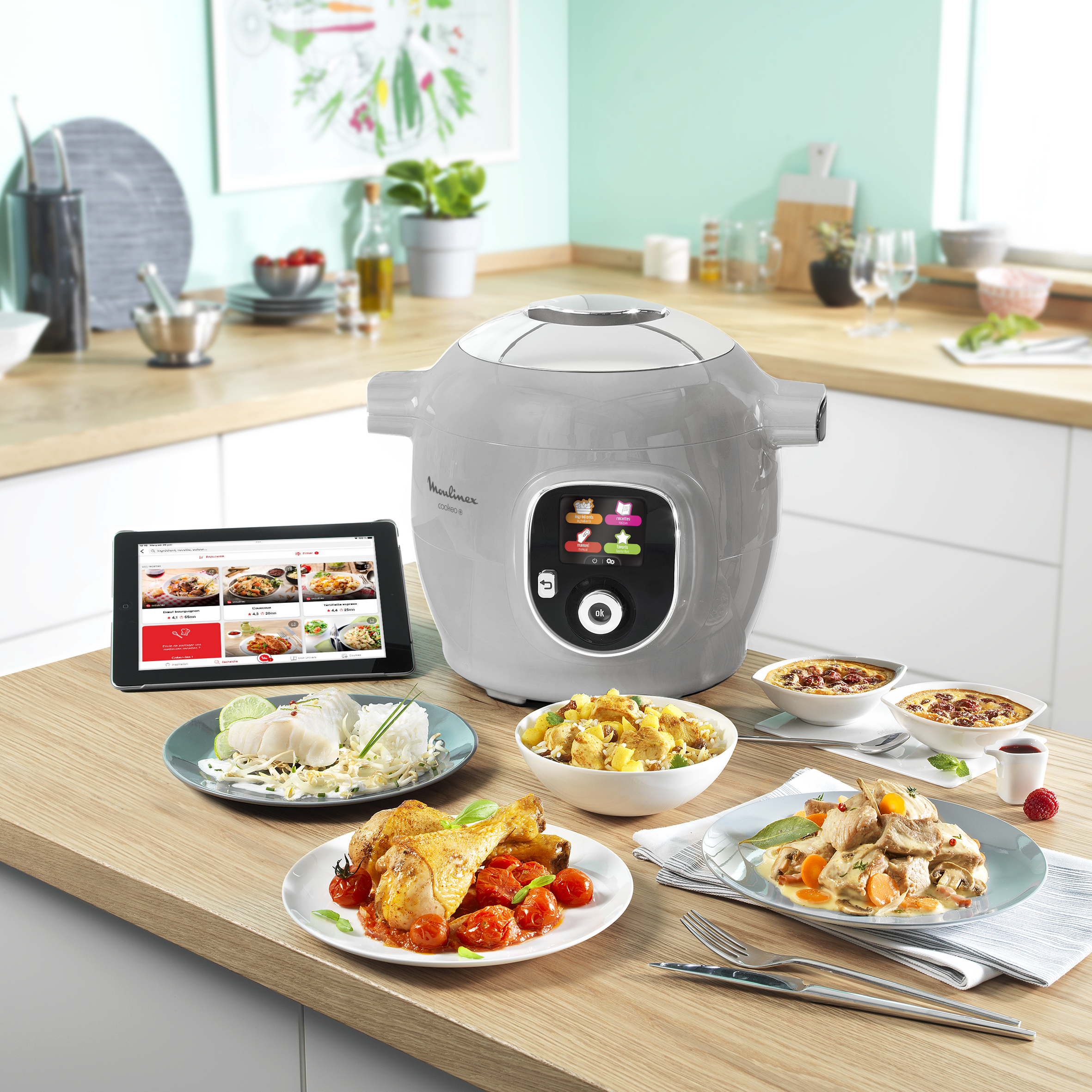 Multicuiseur Cookeo Moulinex CE854B10 - Gris - 1600W - 80 Recettes - Occasion