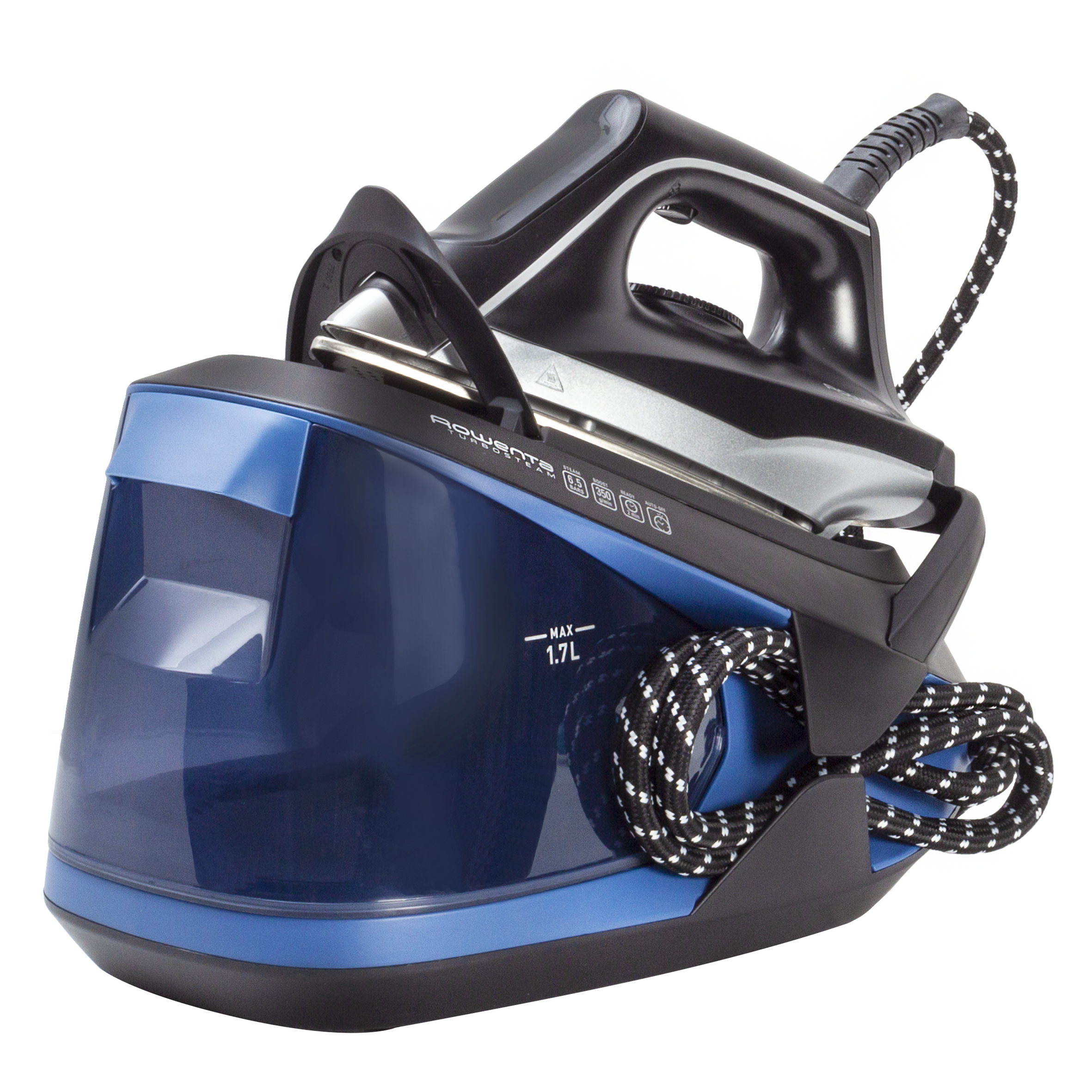 Turbosteam de Rowenta, Centro de planchado, 6,5 bares, Golpe de vapor de 370 g/min, Suela MicroSteam, Modo Eco, VR8322F0